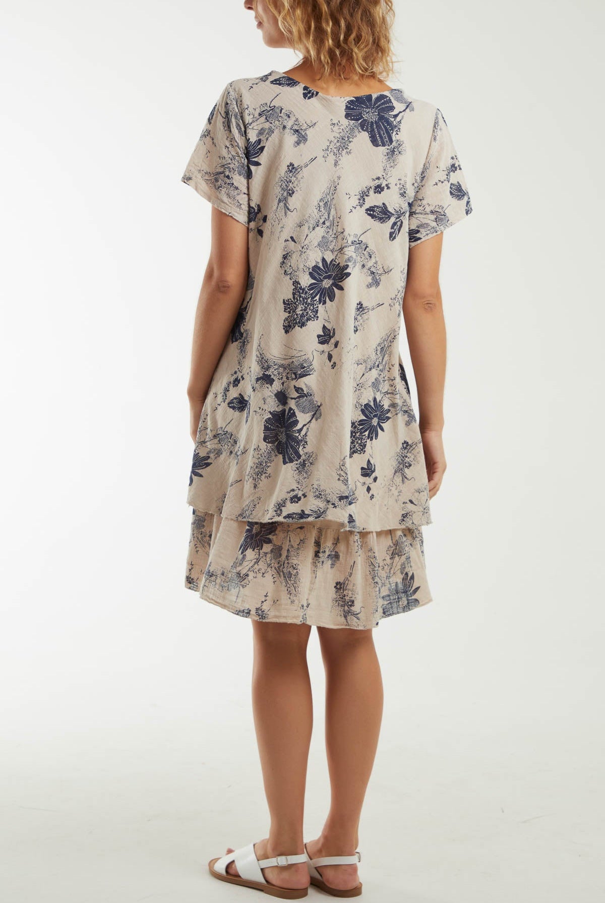 Floral Double Layer Short Sleeve Dress Dresses WearAll
