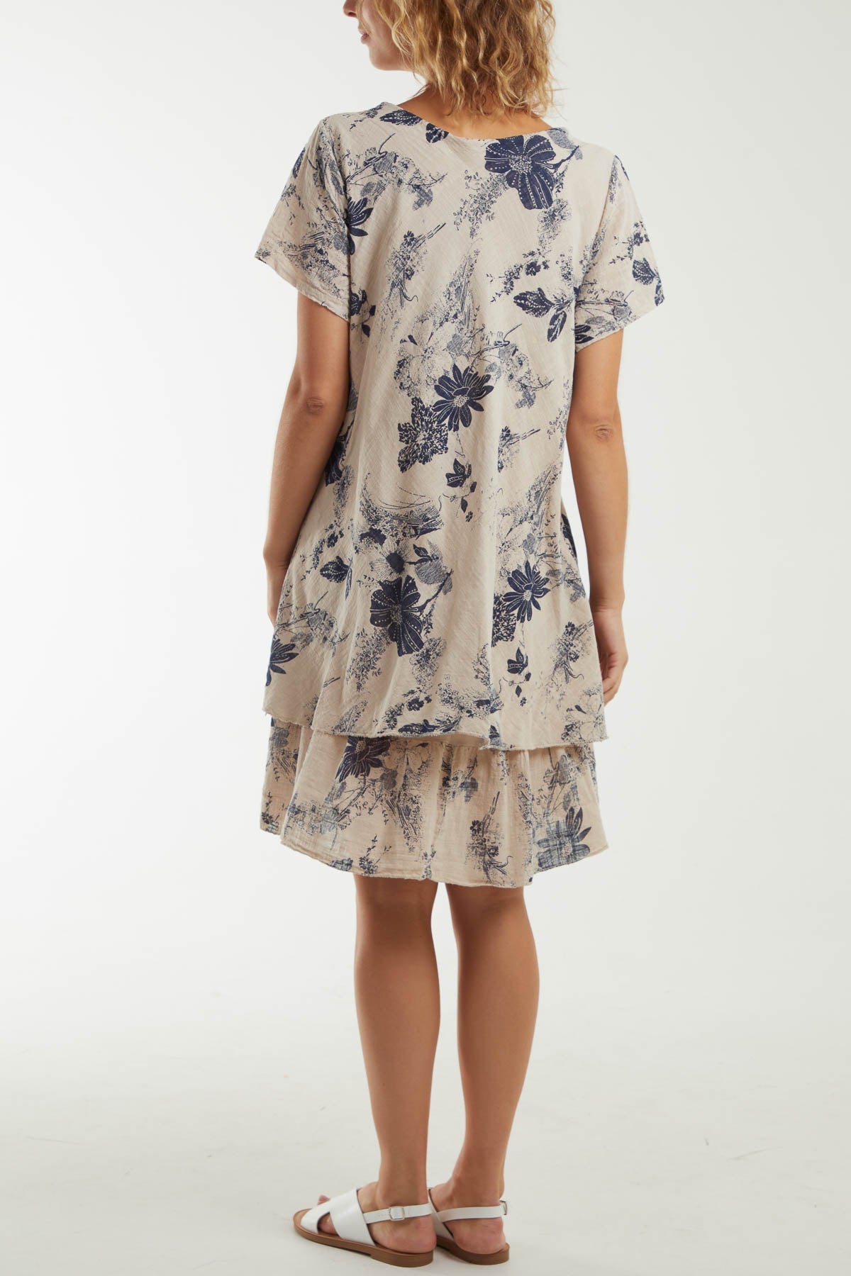 Floral Double Layer Short Sleeve Dress Dresses WearAll