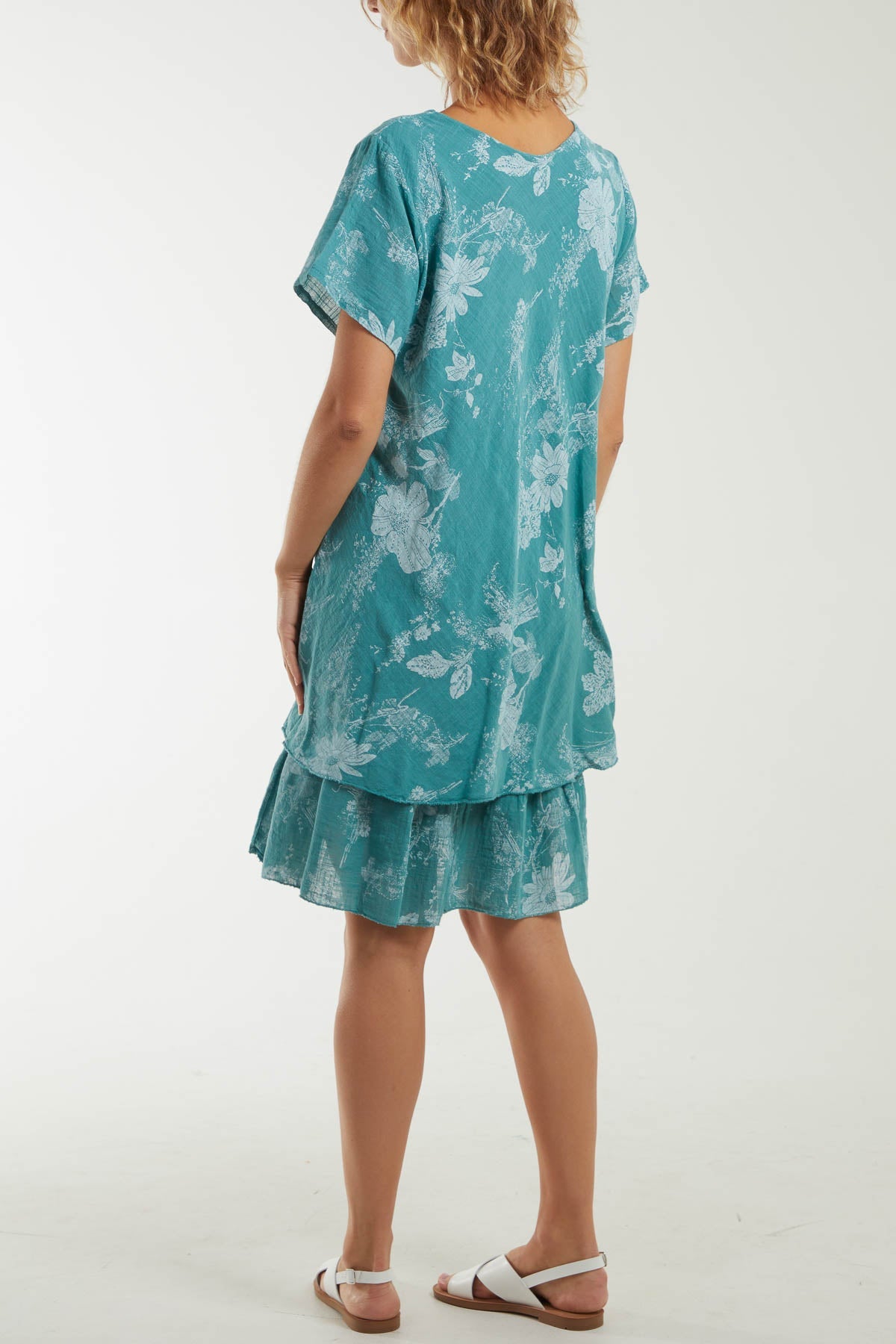 Floral Double Layer Short Sleeve Dress Dresses WearAll