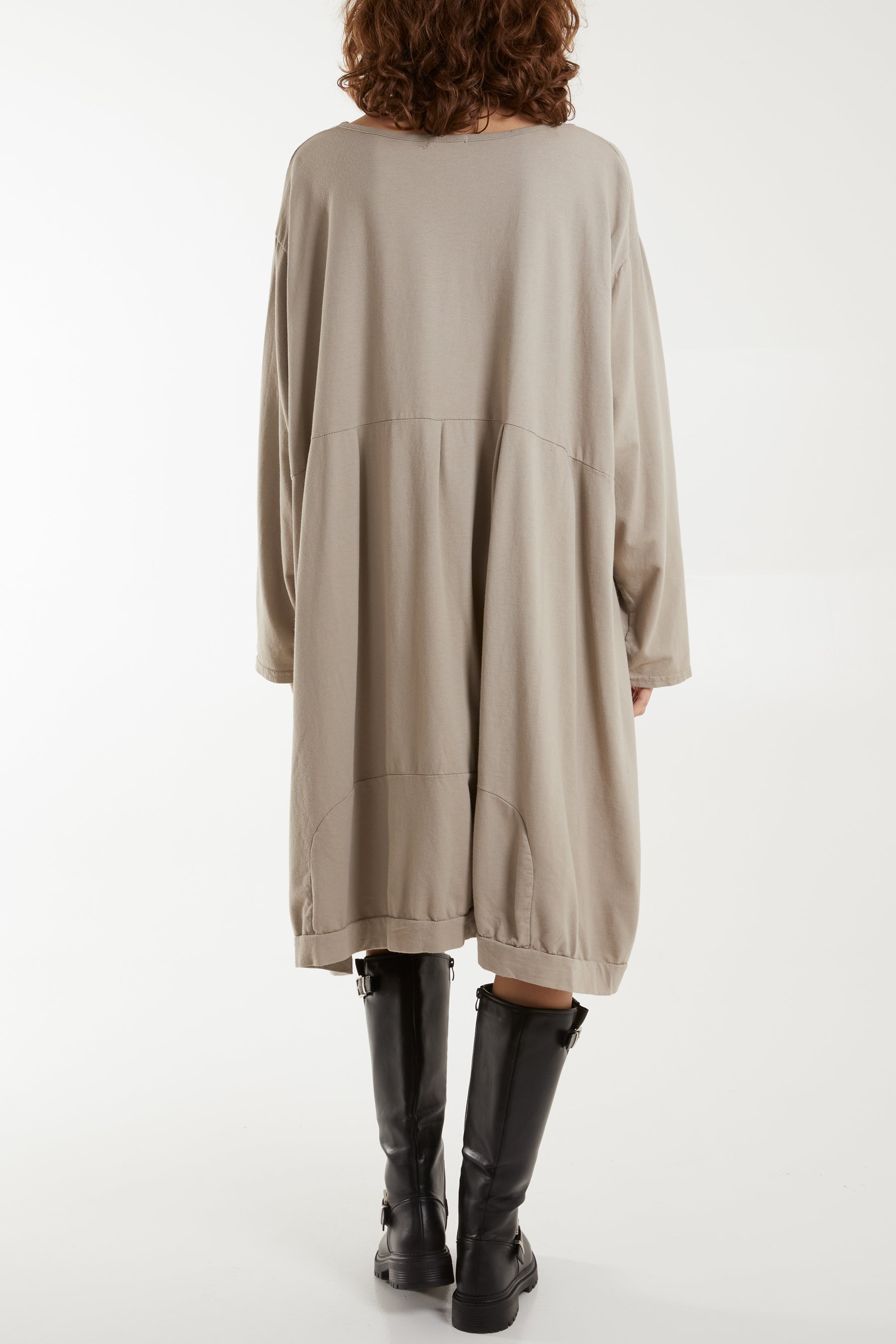 Round Neck Pocket Tunic Midi Dress Dresses WearAll