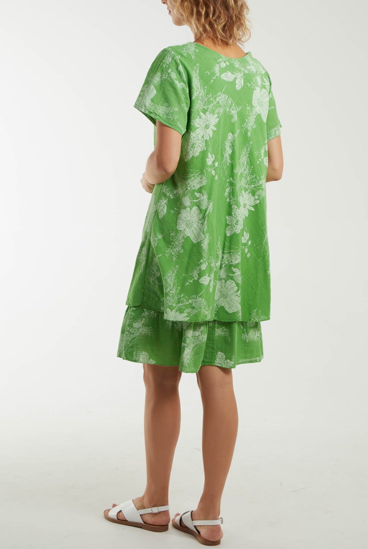 Floral Double Layer Short Sleeve Dress Dresses WearAll