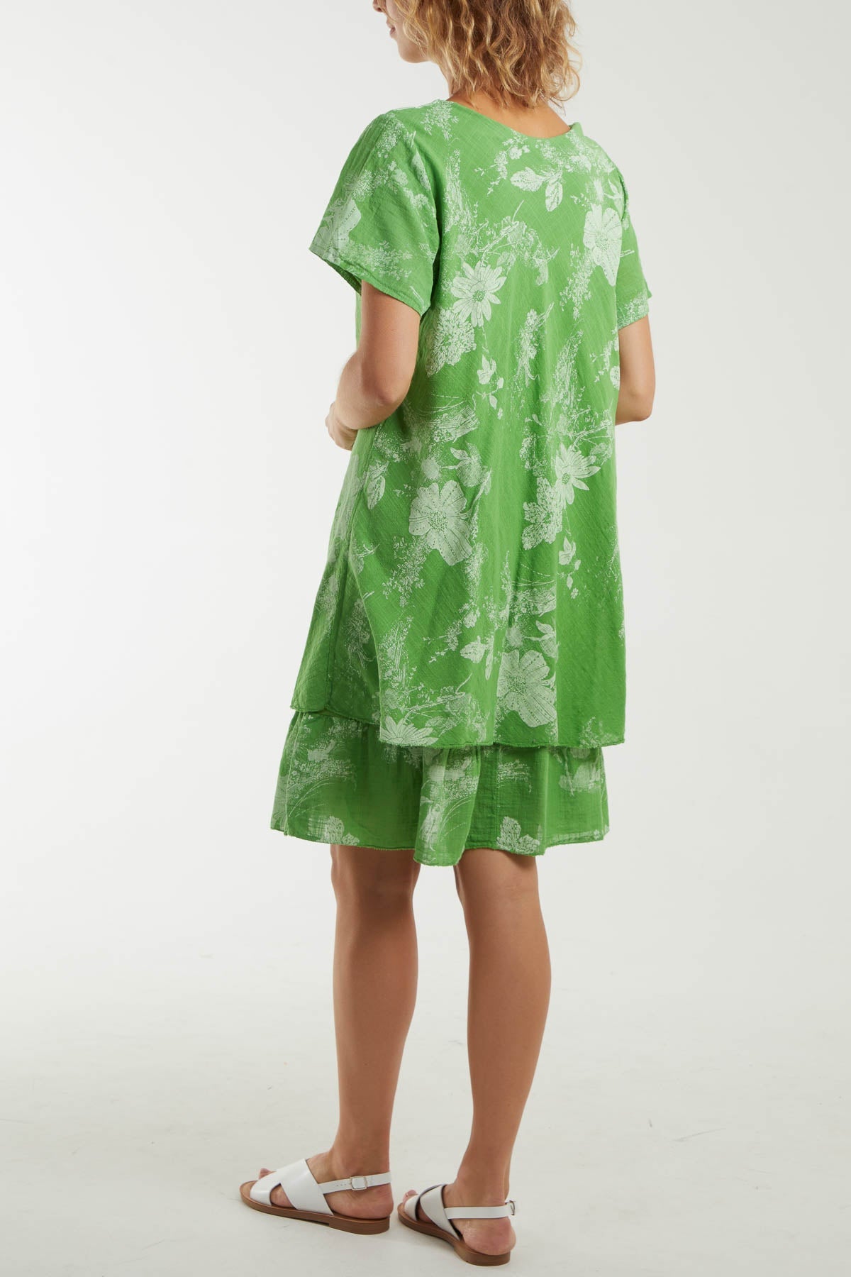 Floral Double Layer Short Sleeve Dress Dresses WearAll