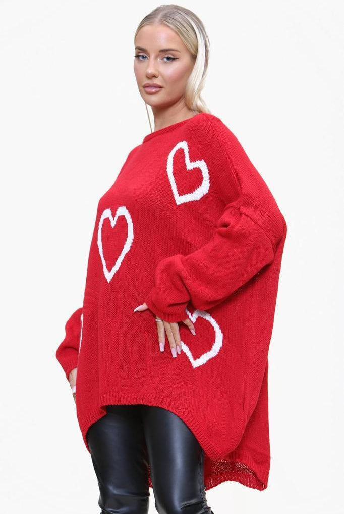 Heart Print Oversized Jumper Jumper & Cardigan WearAll