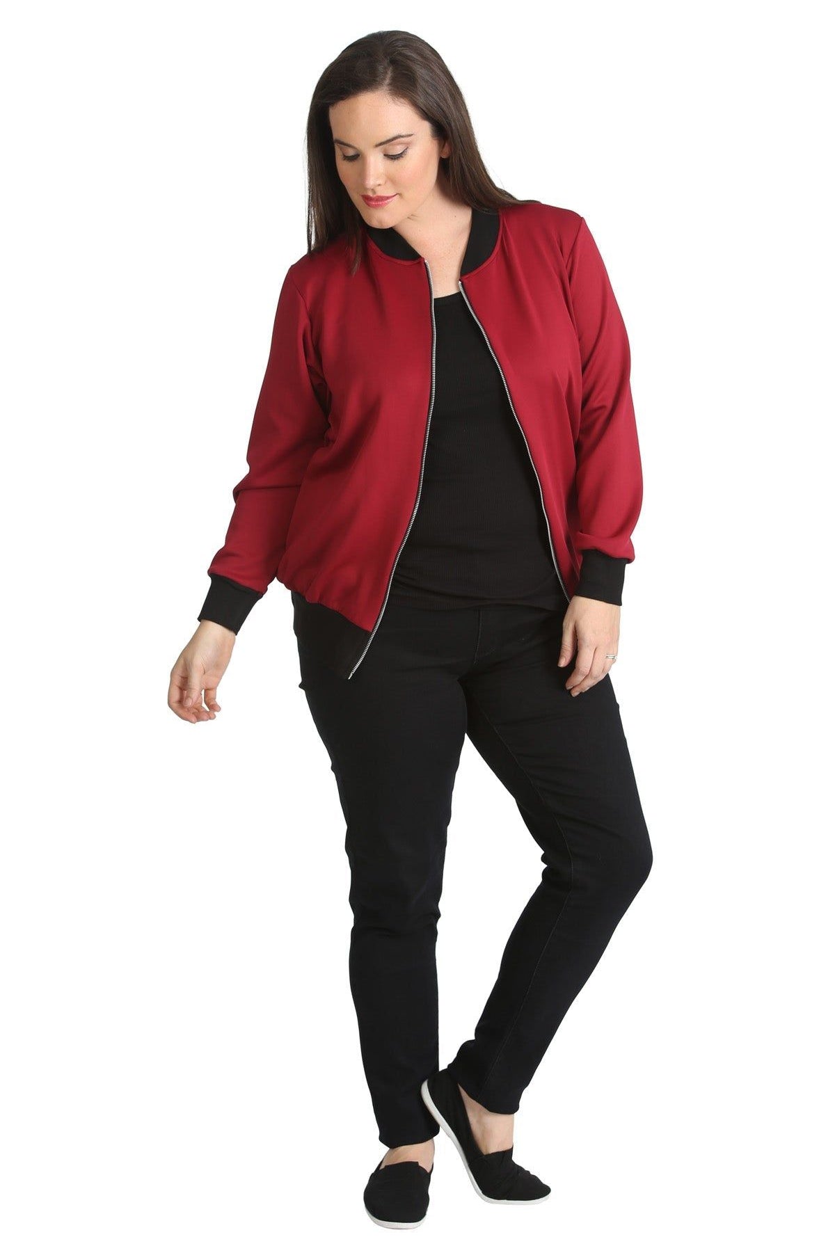 Plain Bomber Jacket Sleeve Top Jacket WearAll