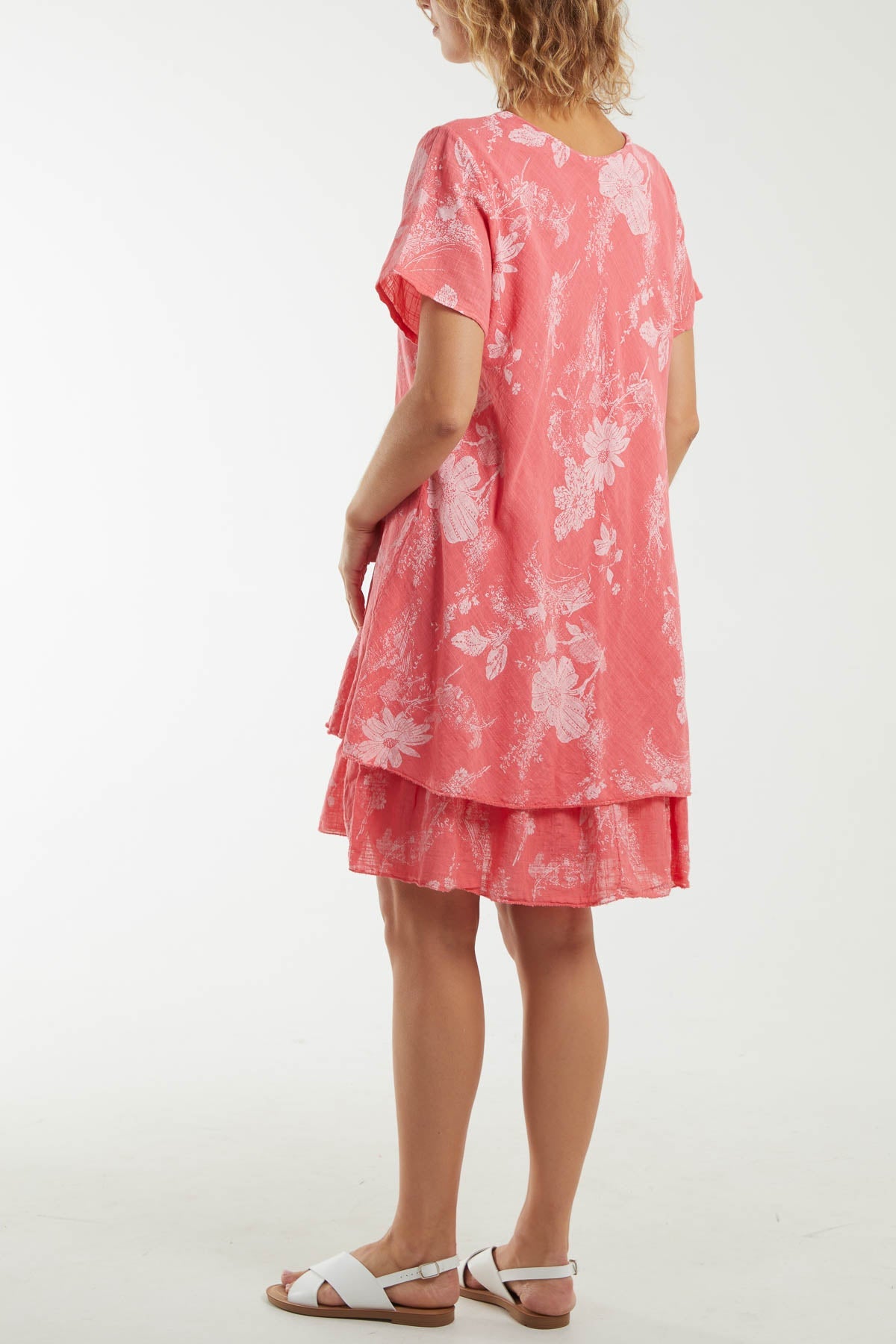 Floral Double Layer Short Sleeve Dress Dresses WearAll