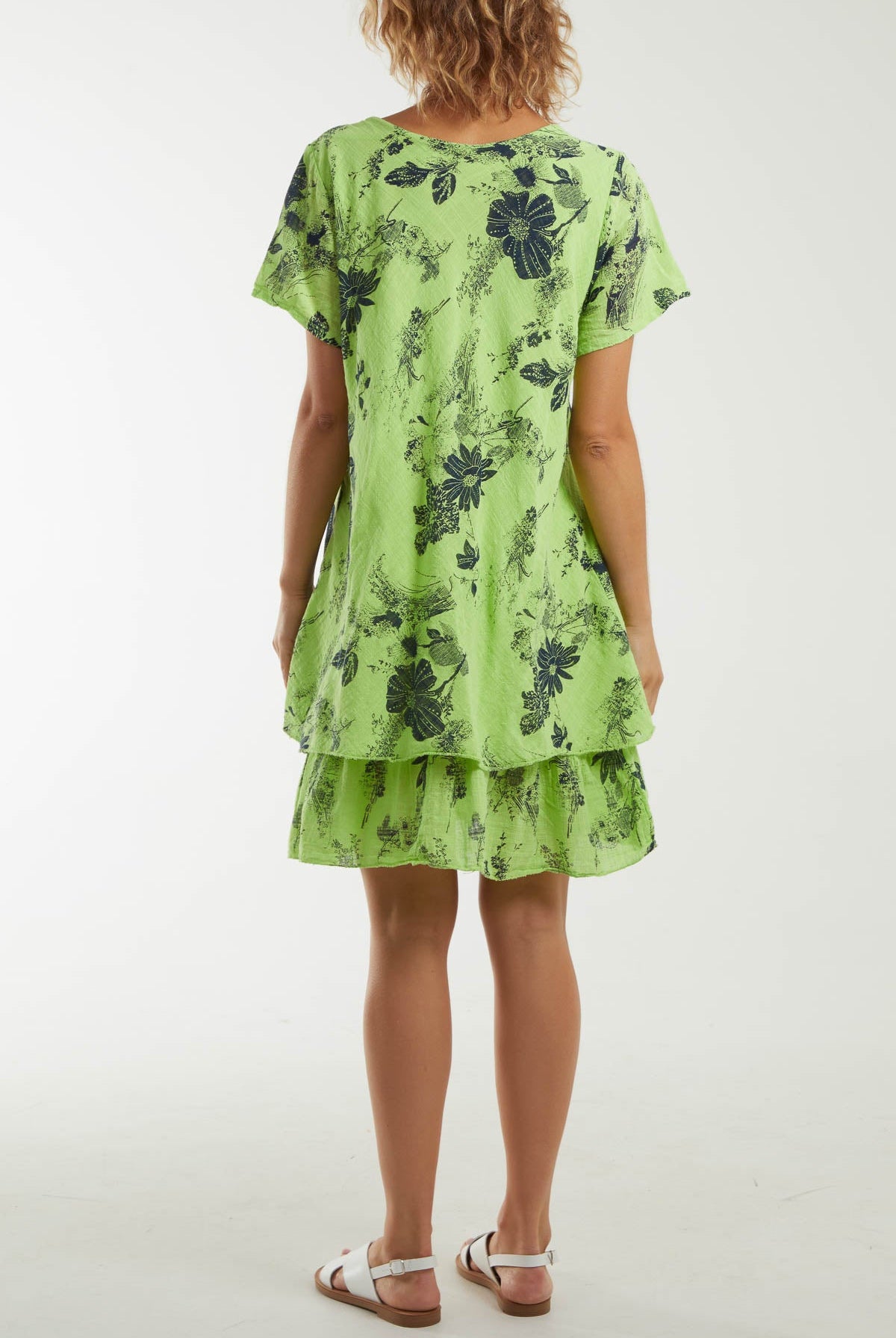 Floral Double Layer Short Sleeve Dress Dresses WearAll