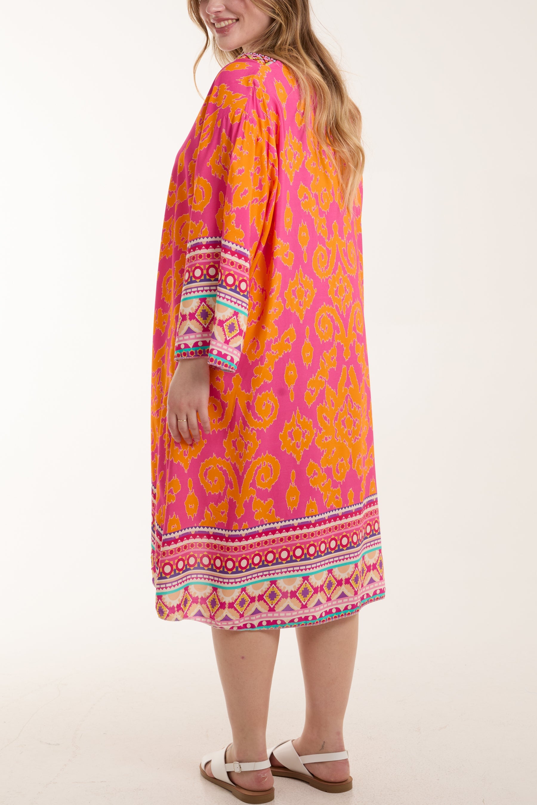 Embroidery V-Neck Printed Tunic Dress Dresses WearAll