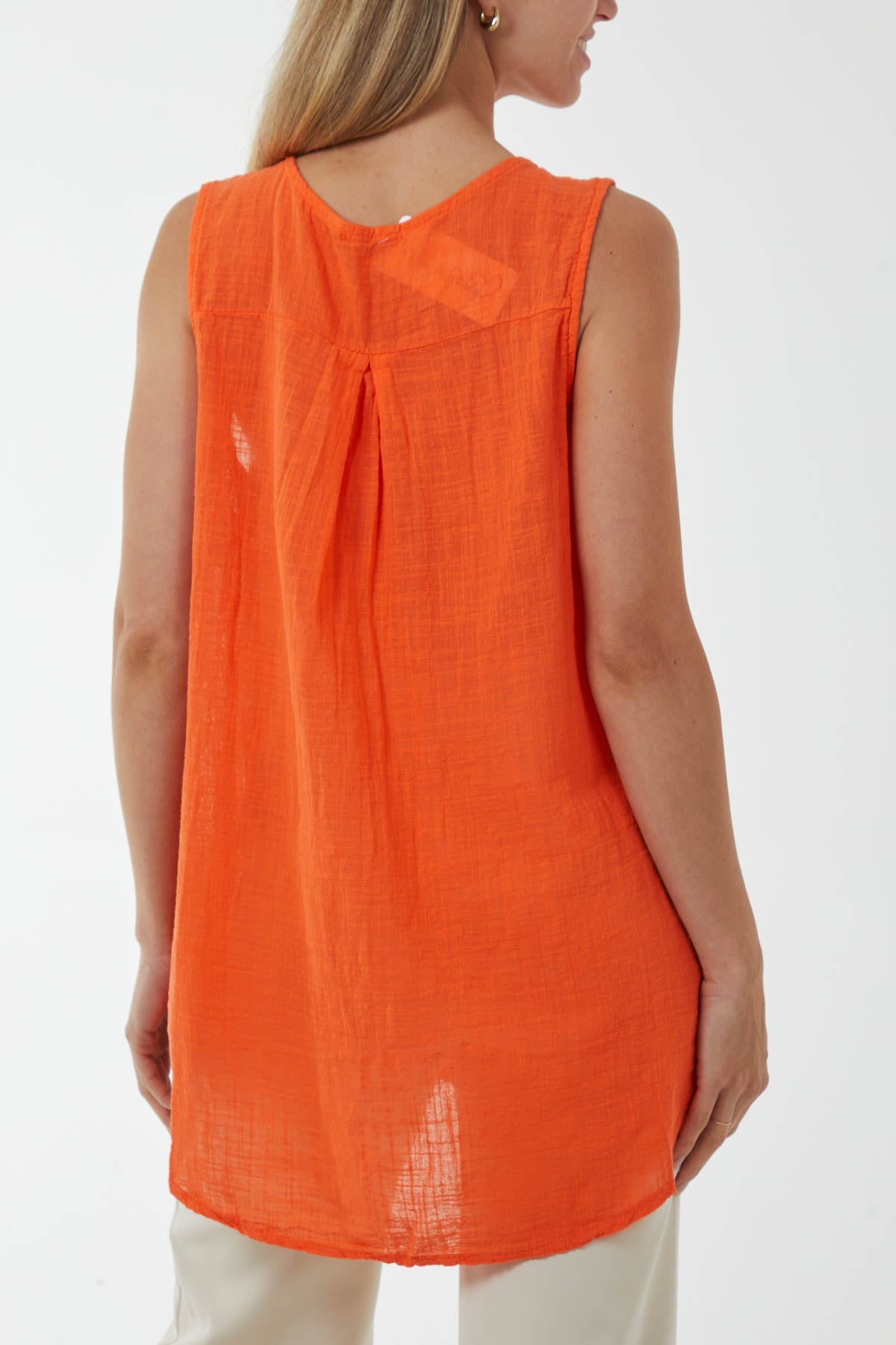 Oversized Sleeveless V-Neck Top Tops WearAll