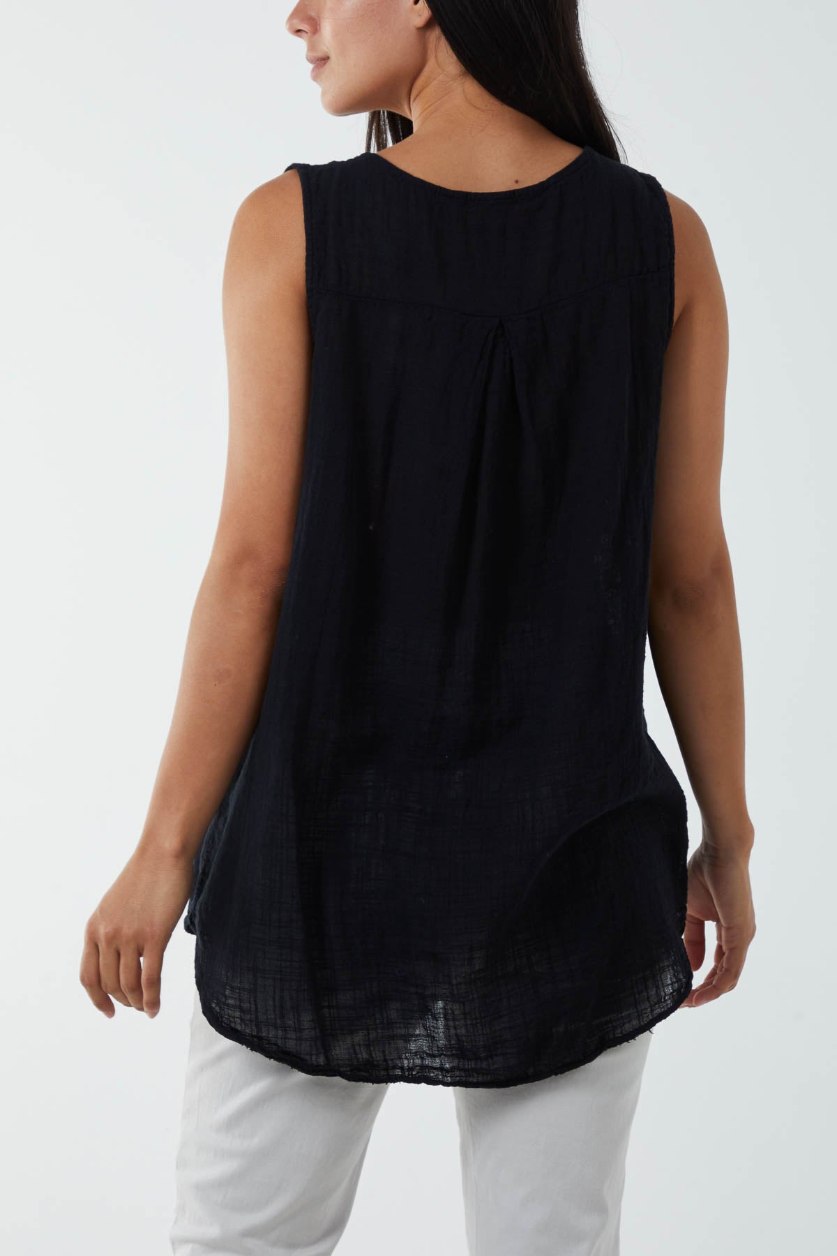 Oversized Sleeveless V-Neck Top Tops WearAll