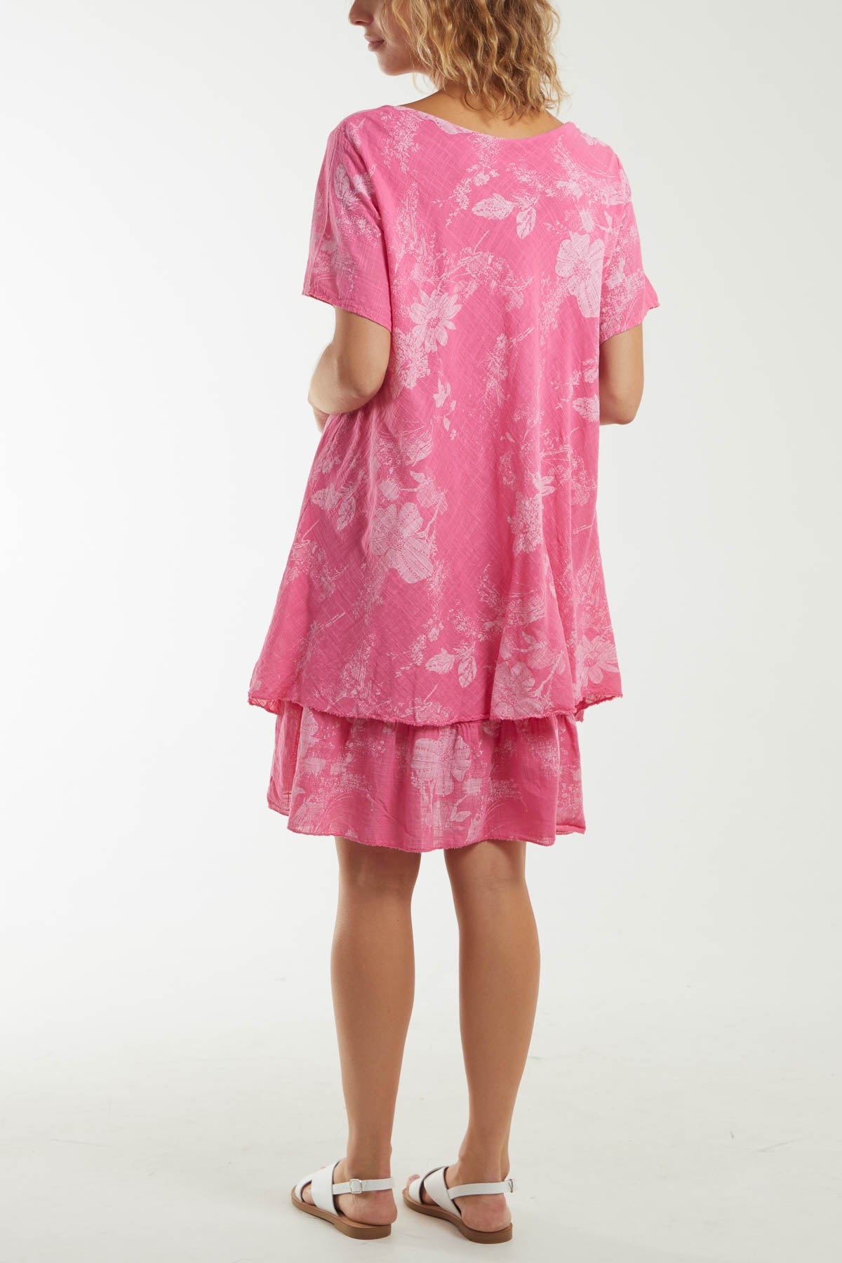 Floral Double Layer Short Sleeve Dress Dresses WearAll