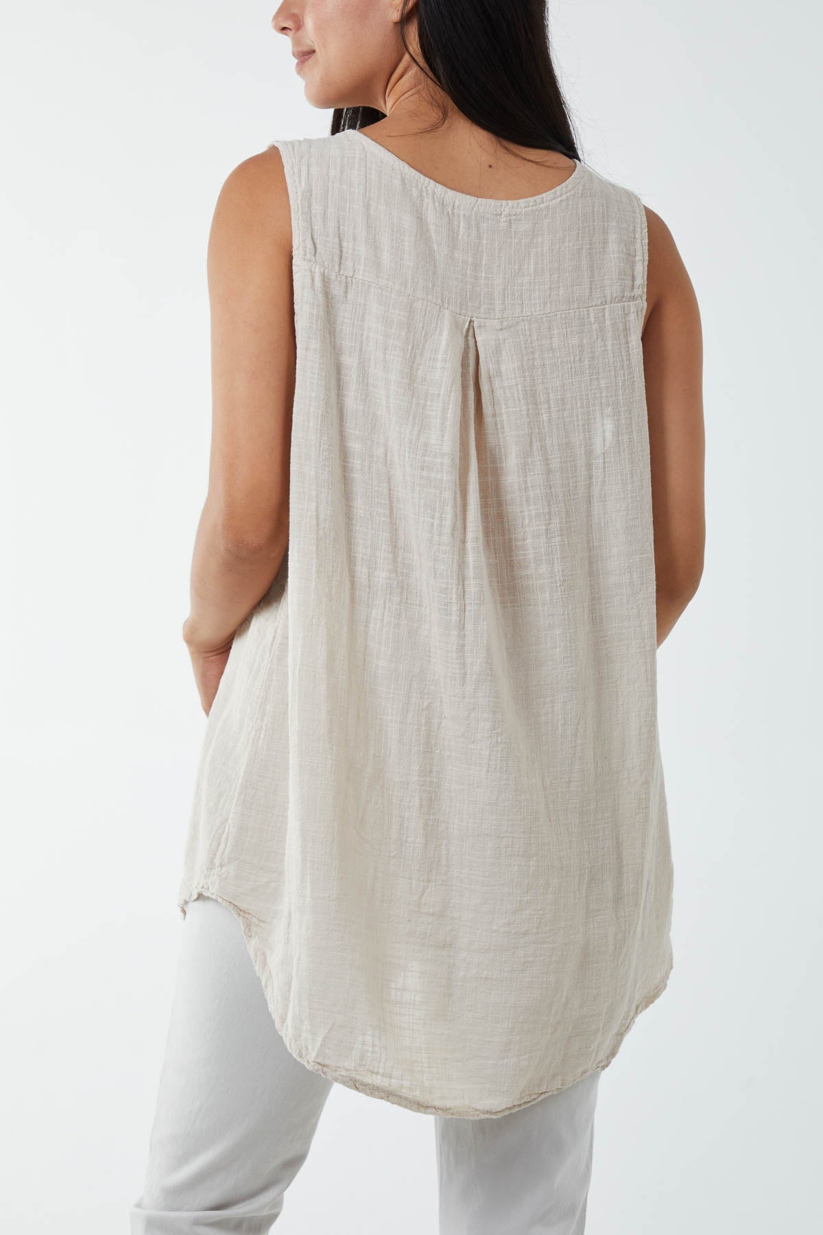 Oversized Sleeveless V-Neck Top Tops WearAll