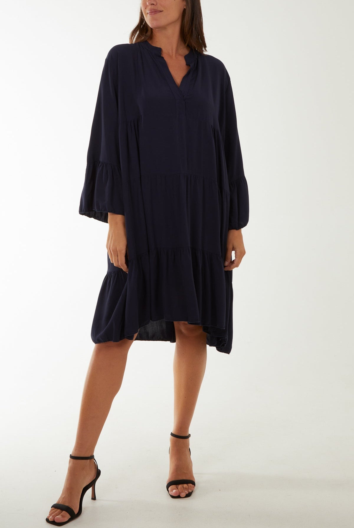 Flare Smock Dress Dress WearAll Navy One Size