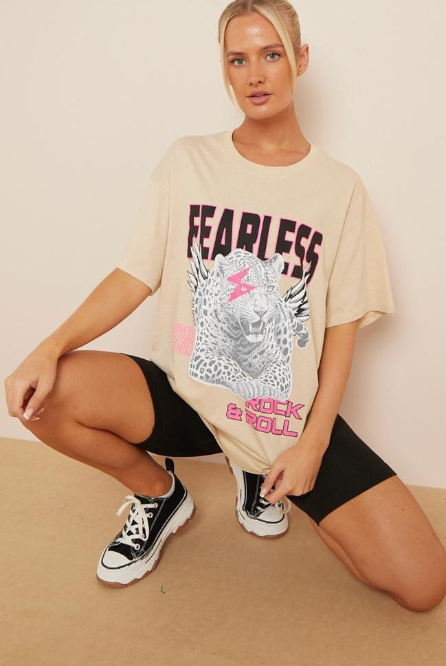 Fearless Print T-Shirt Top WearAll