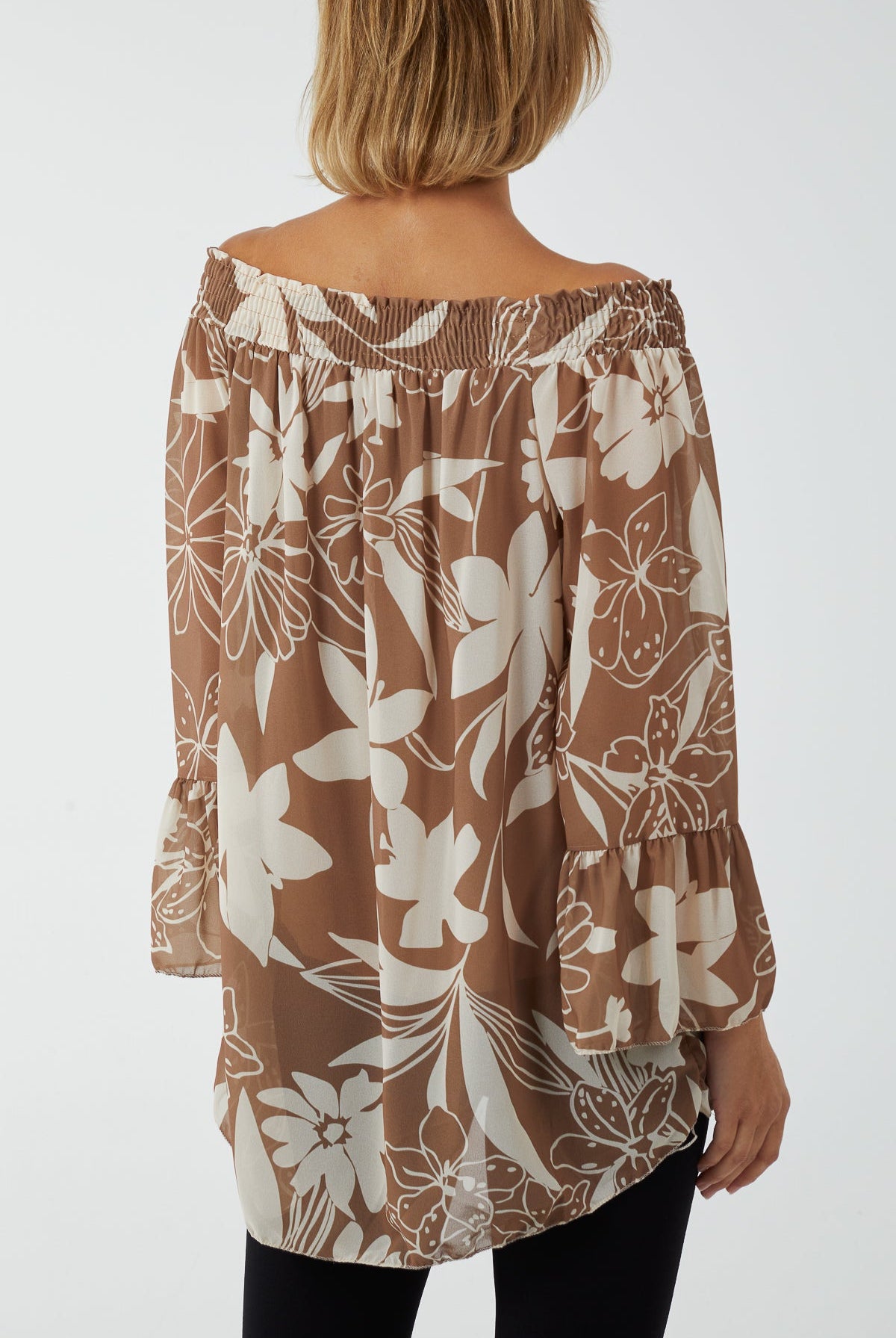 Floral Bardot Long Sleeve Blouse TOPMF2 WearAll