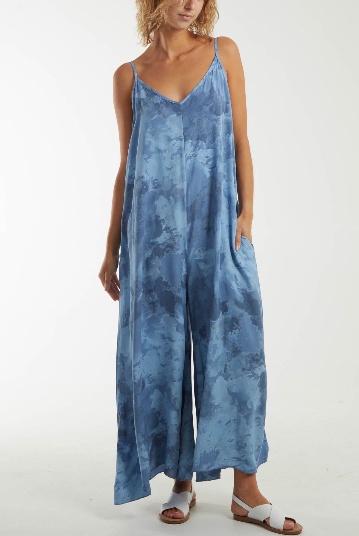 Smoky Print Cami Relaxed Fit Jumpsuit Dresses WearAll Denim One Size