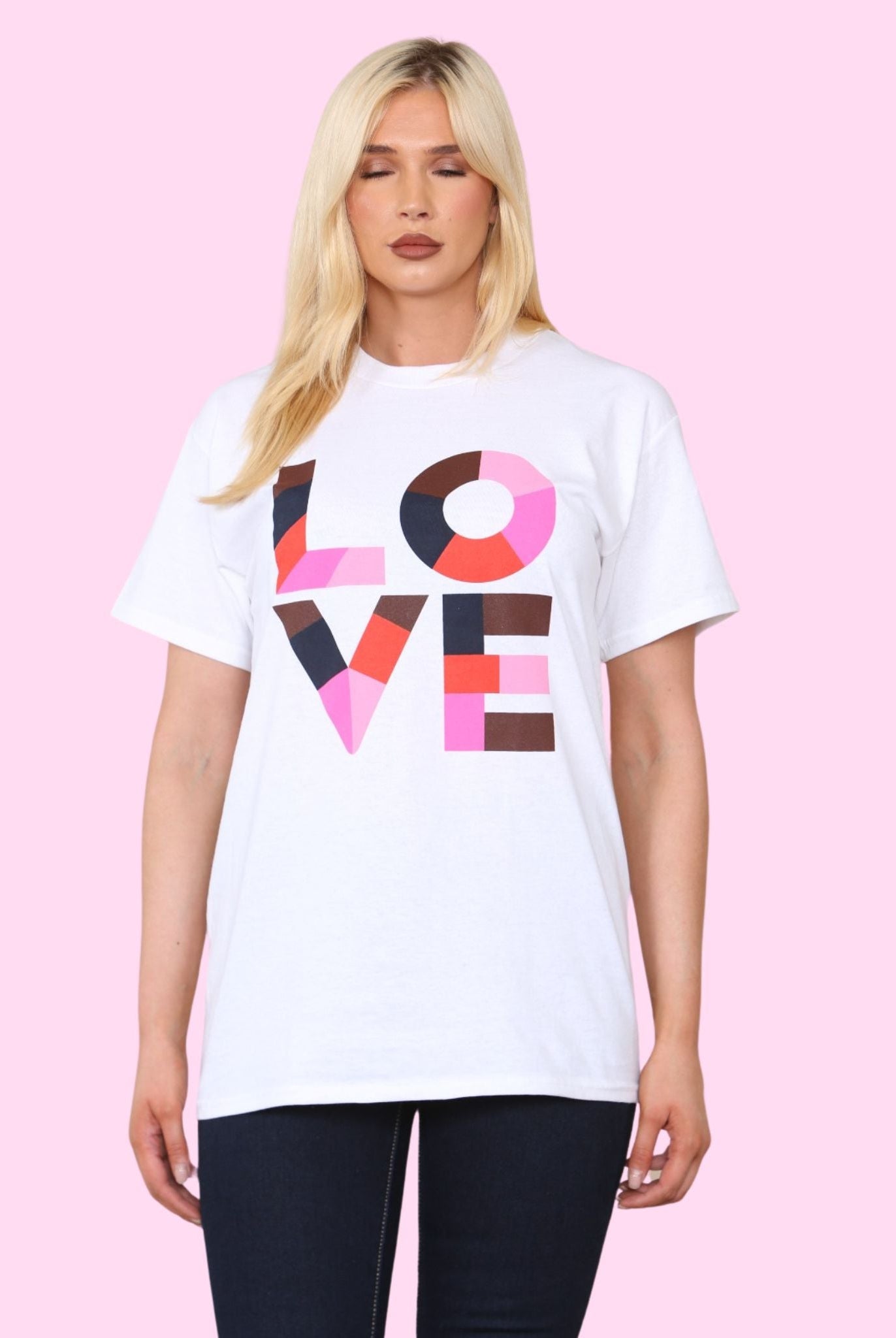 Love Printed T-Shirt Shirts WearAll White 8
