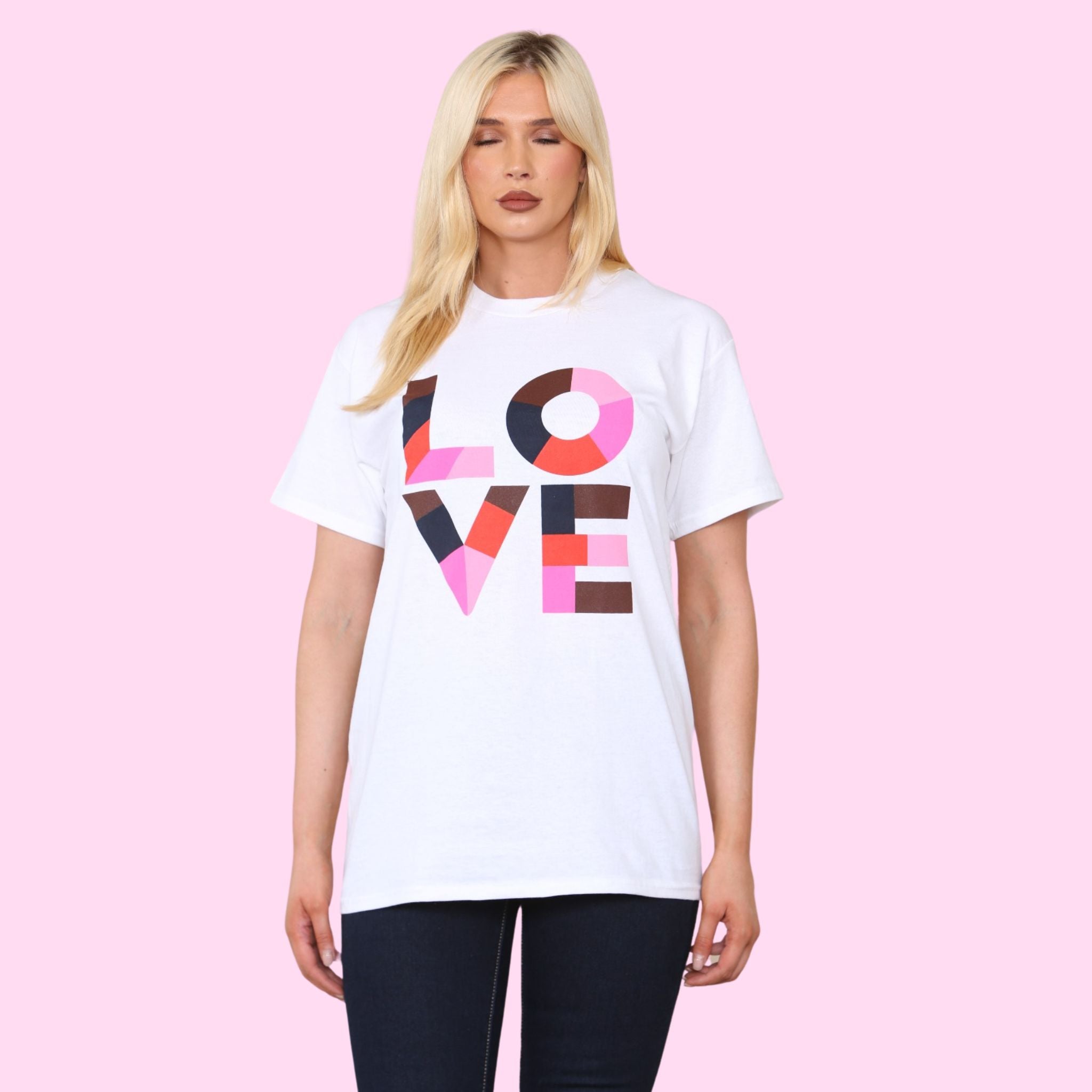Love Printed T-Shirt Shirts WearAll White 8