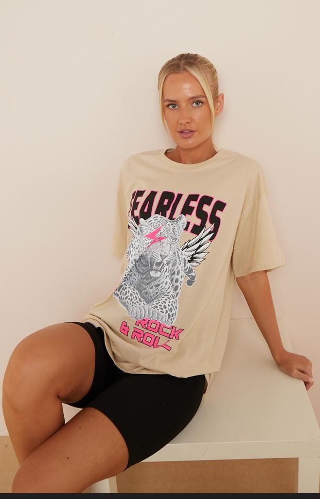 Fearless Print T-Shirt Top WearAll