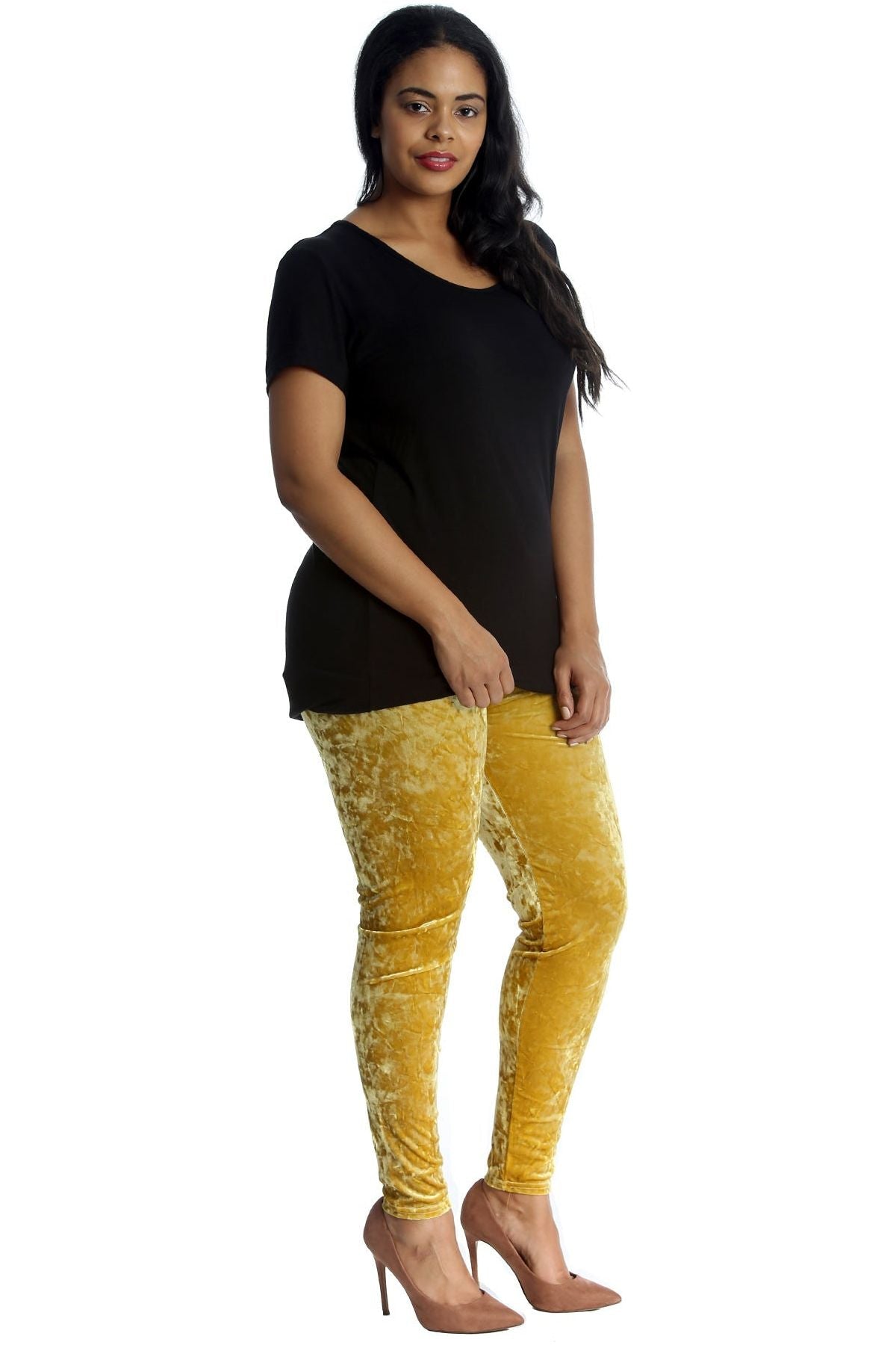 Plus Size Full Length Velvet Leggings Leggings WearAll