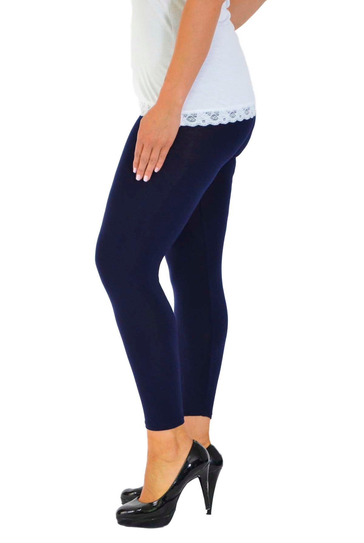 Plus Size Plain Long Leggings Leggings WearAll Blue 16-18