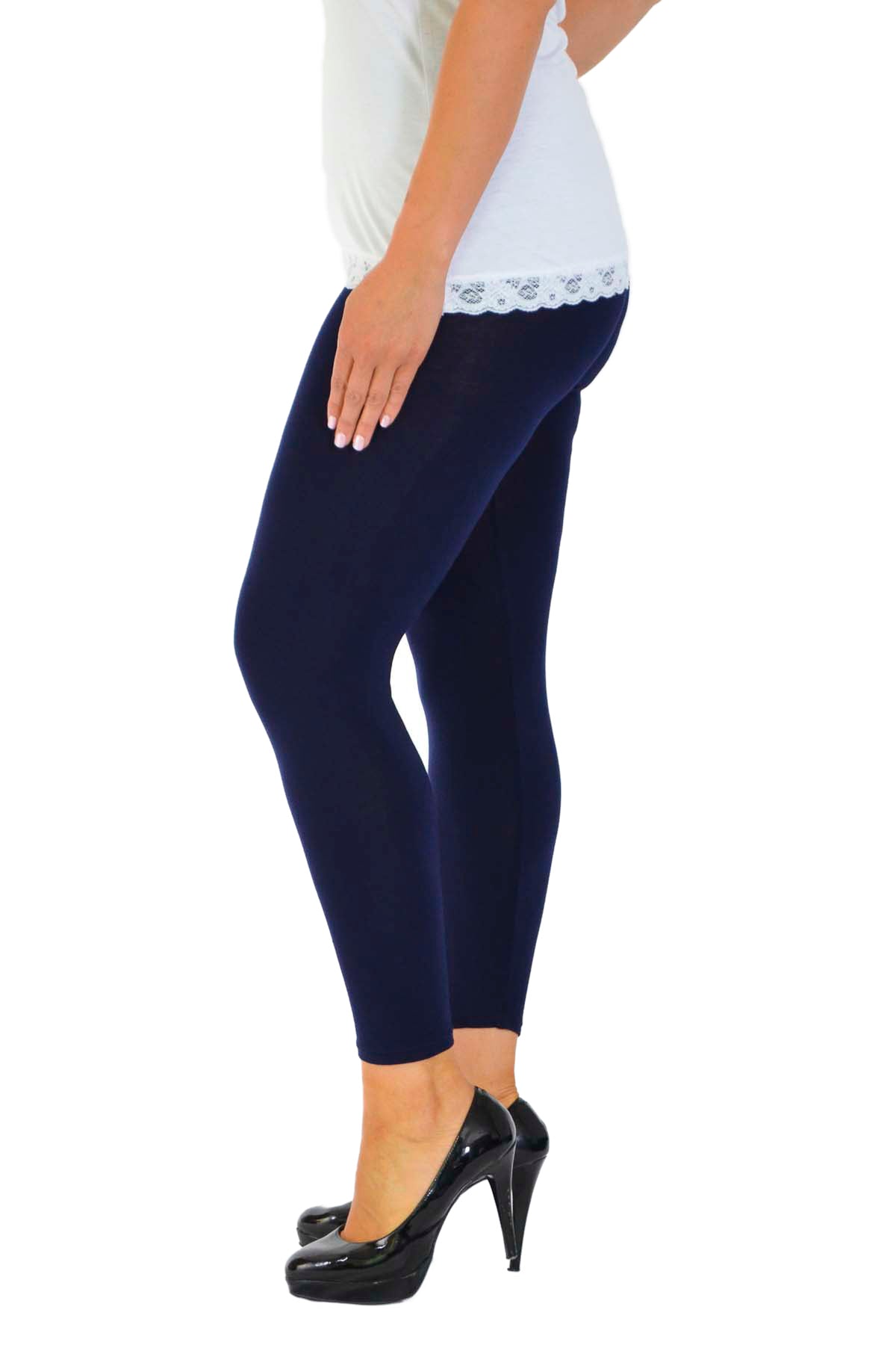 Plus Size Plain Long Leggings Leggings WearAll Blue 16-18