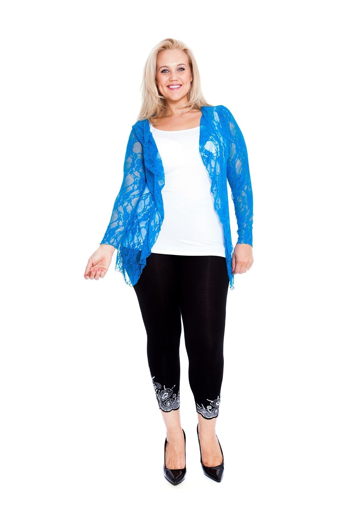 Floral Lace Open Cardigan Waterfall Top Tops WearAll