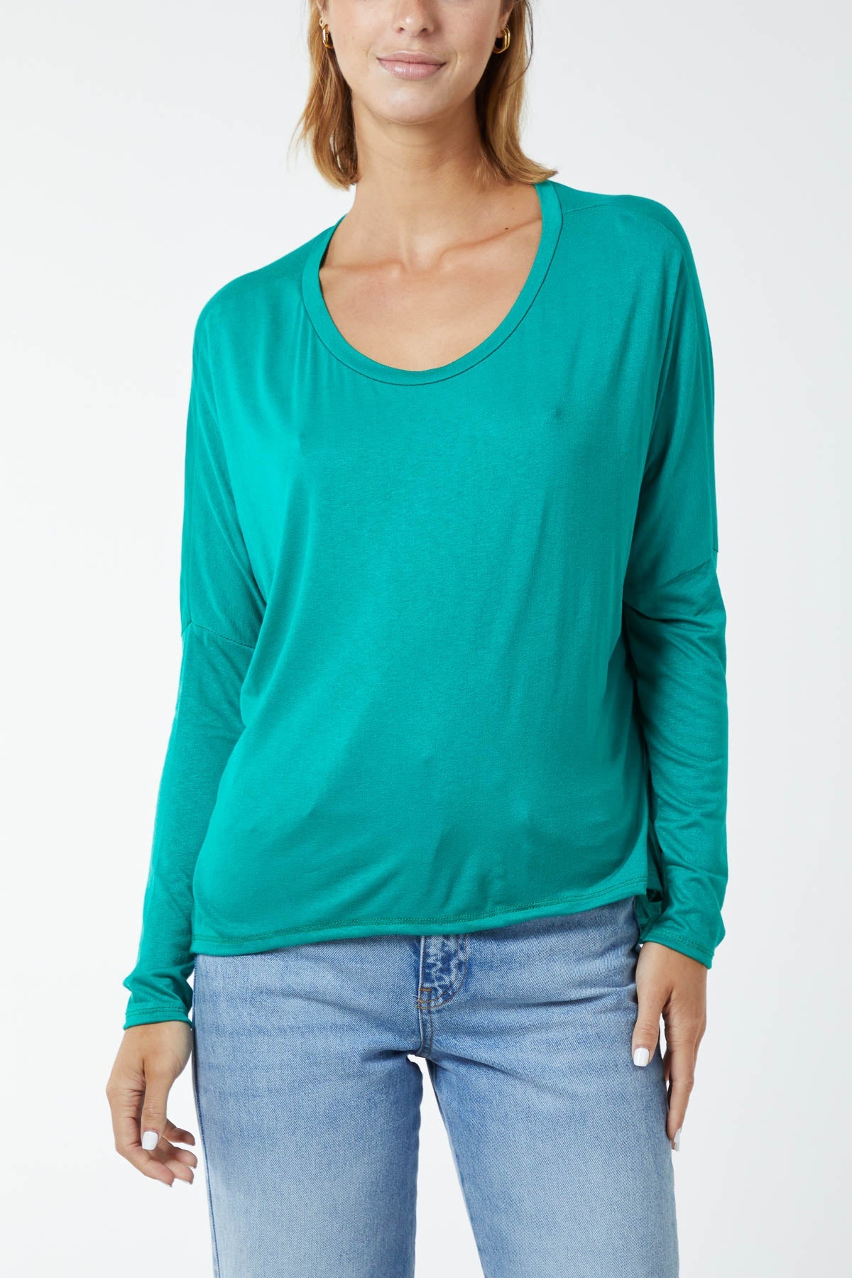 Basic Long Sleeve High Low Top TOPMF2 WearAll Jade One Size