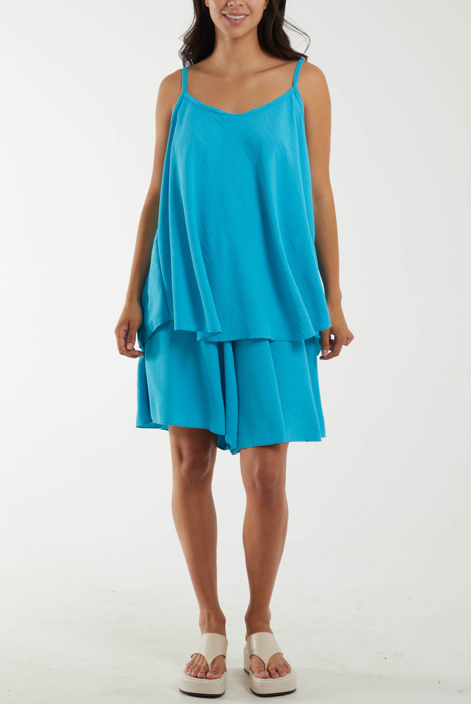 Cami Top And Shorts Co-Ord Set Co-Ords WearAll Turquoise One Size