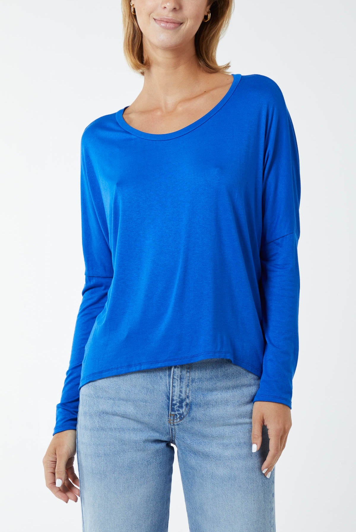 Basic Long Sleeve High Low Top TOPMF2 WearAll Royal Blue One Size
