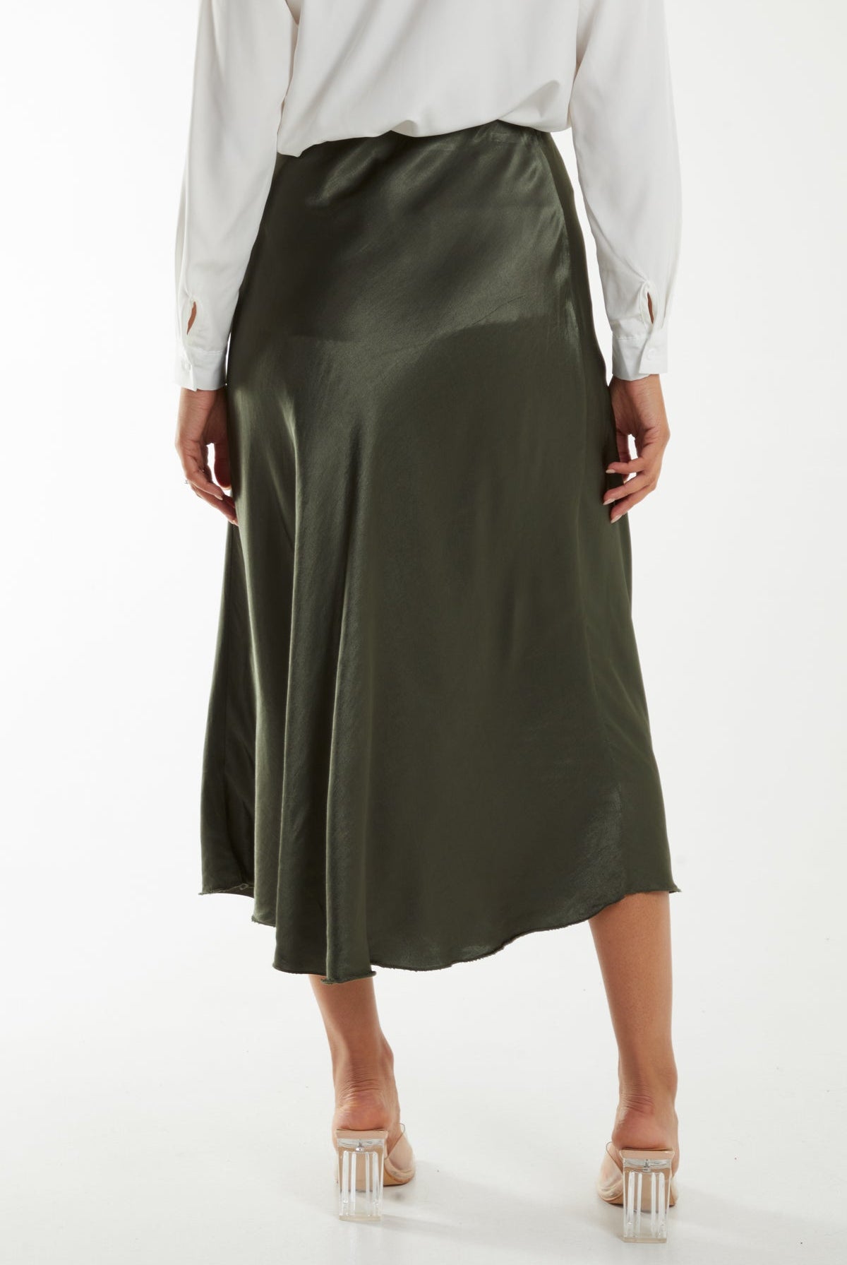 Waistband Satin Midi Skirt Skirts WearAll