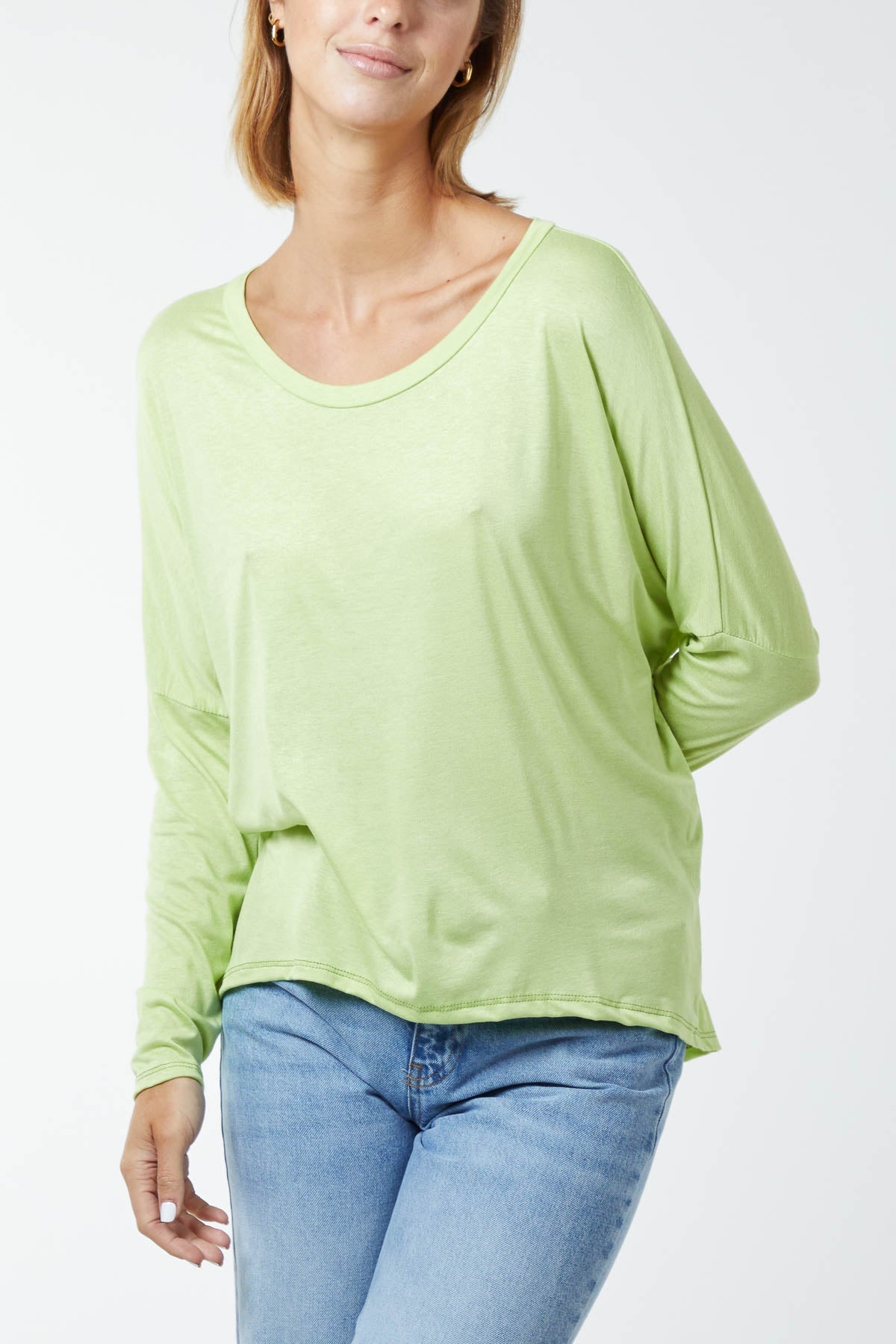 Basic Long Sleeve High Low Top TOPMF2 WearAll Lime One Size