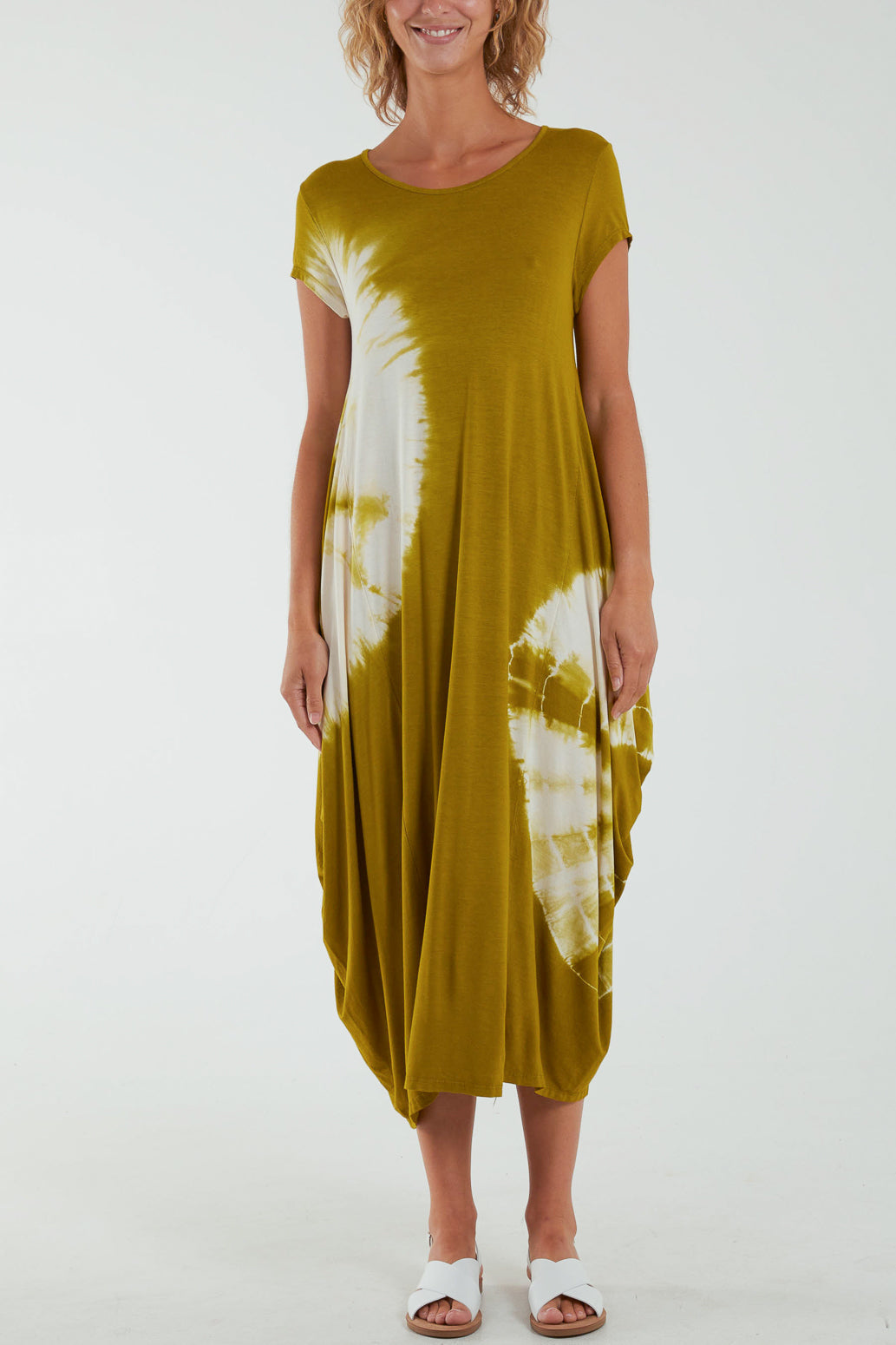 Tie Dye Parachute Midi Dress DMF2 WearAll Olive One Size