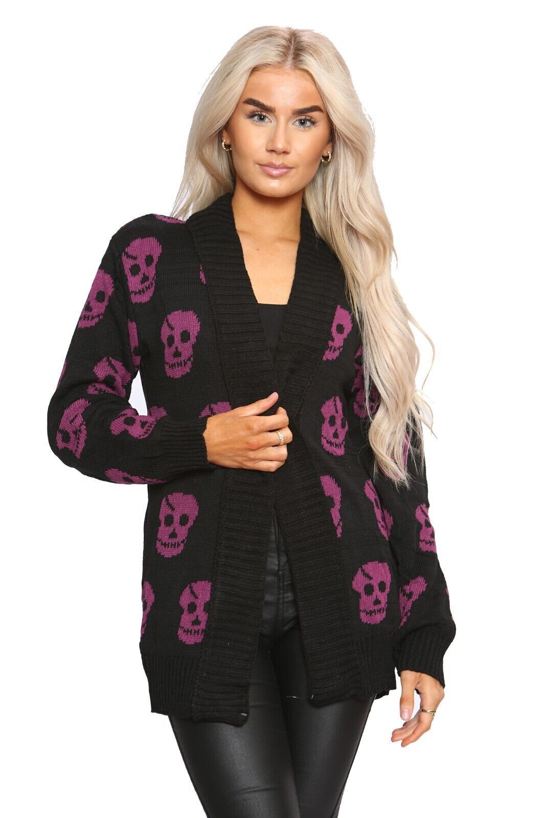 Knitted Skull Cardigan Jumper & Cardigan WearAll Purple 8-10