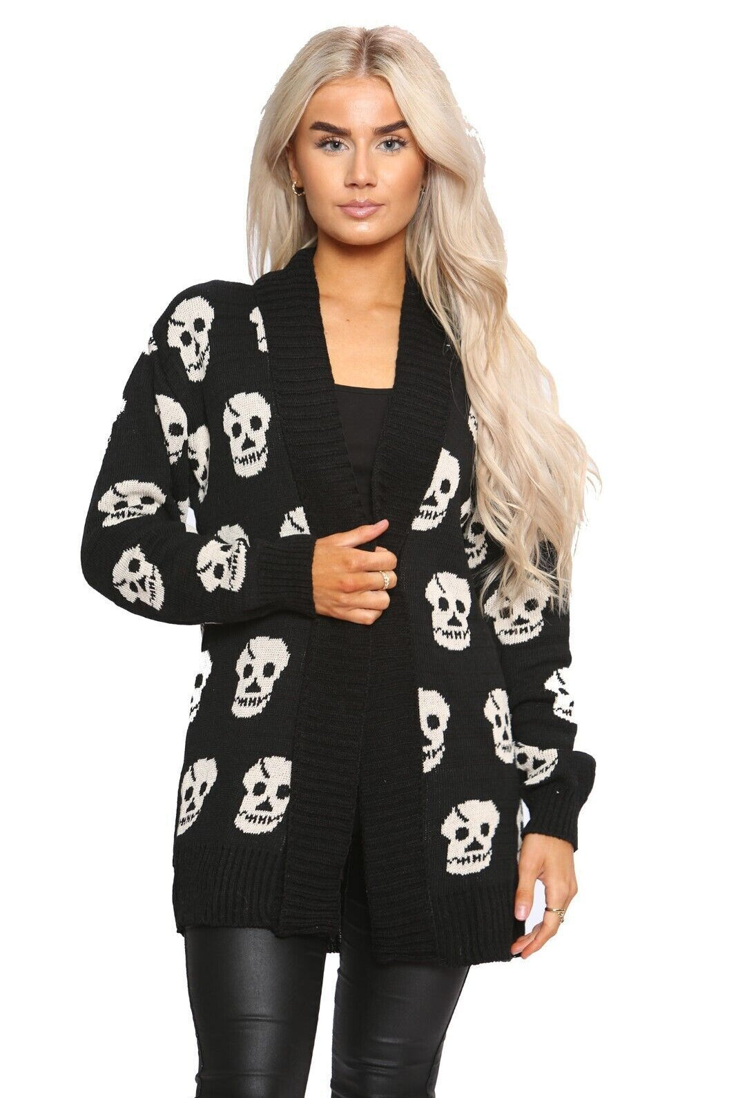 Knitted Skull Cardigan Jumper & Cardigan WearAll Black 8-10