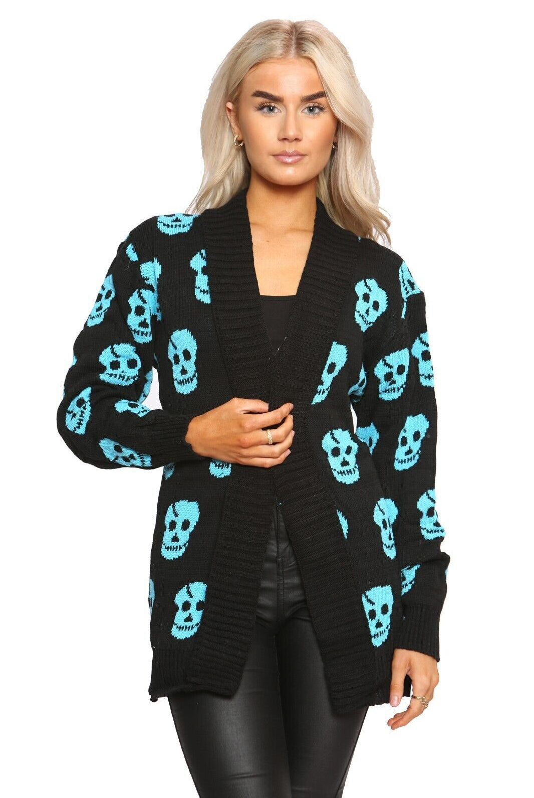 Knitted Skull Cardigan Jumper & Cardigan WearAll Turquoise 8-10