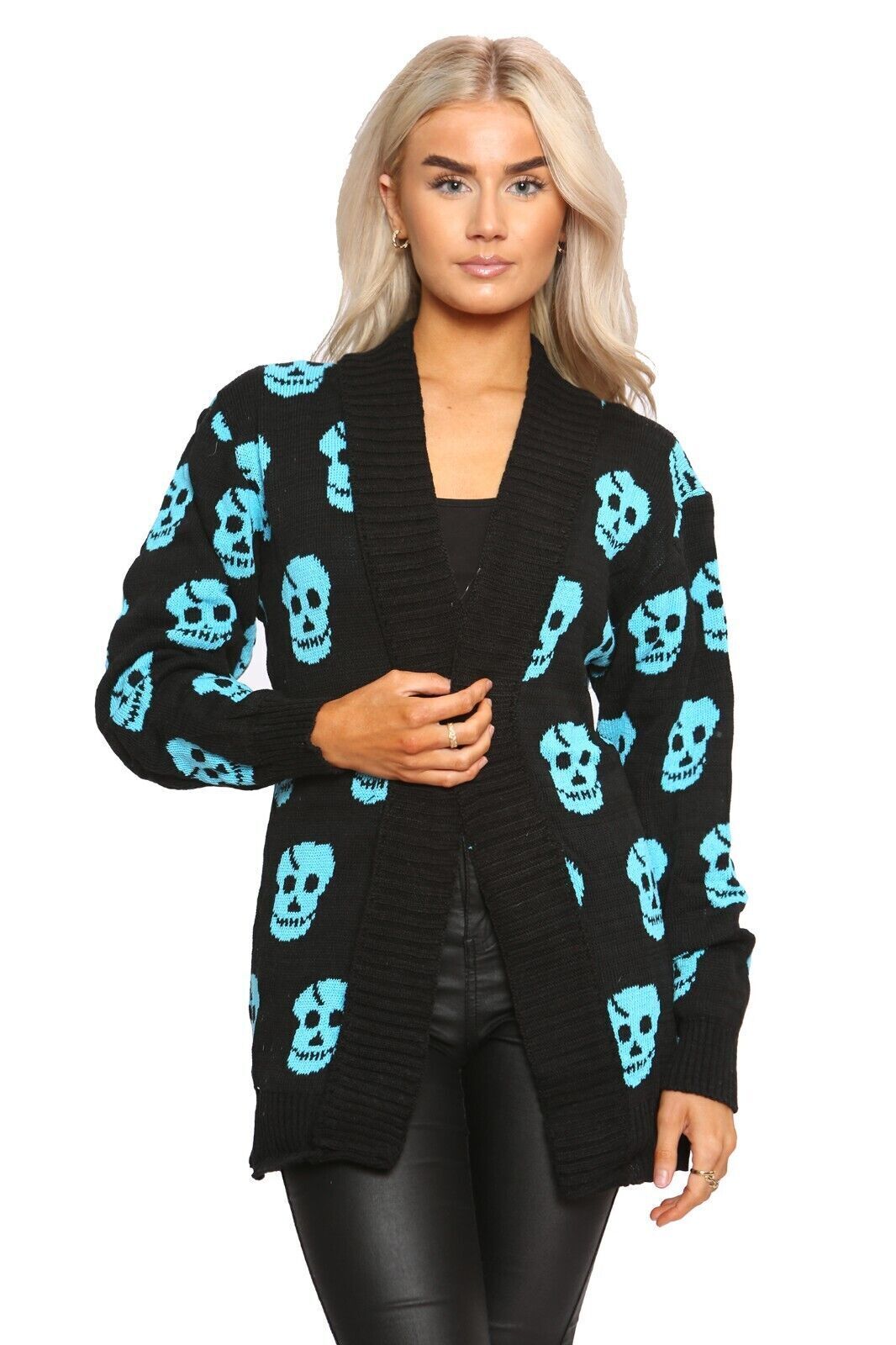 Knitted Skull Cardigan Jumper & Cardigan WearAll Turquoise 8-10