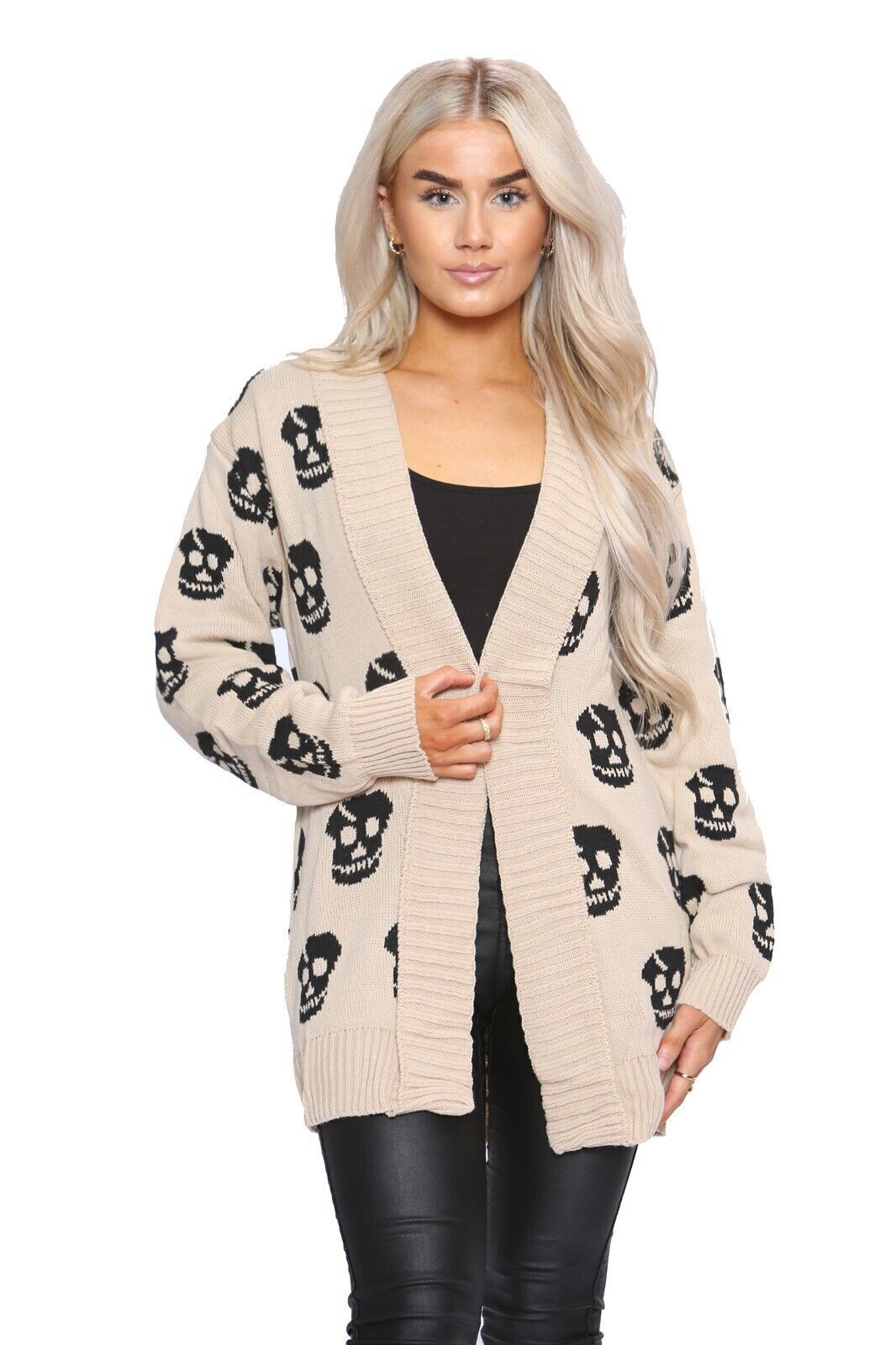 Knitted Skull Cardigan Jumper & Cardigan WearAll Stone 8-10
