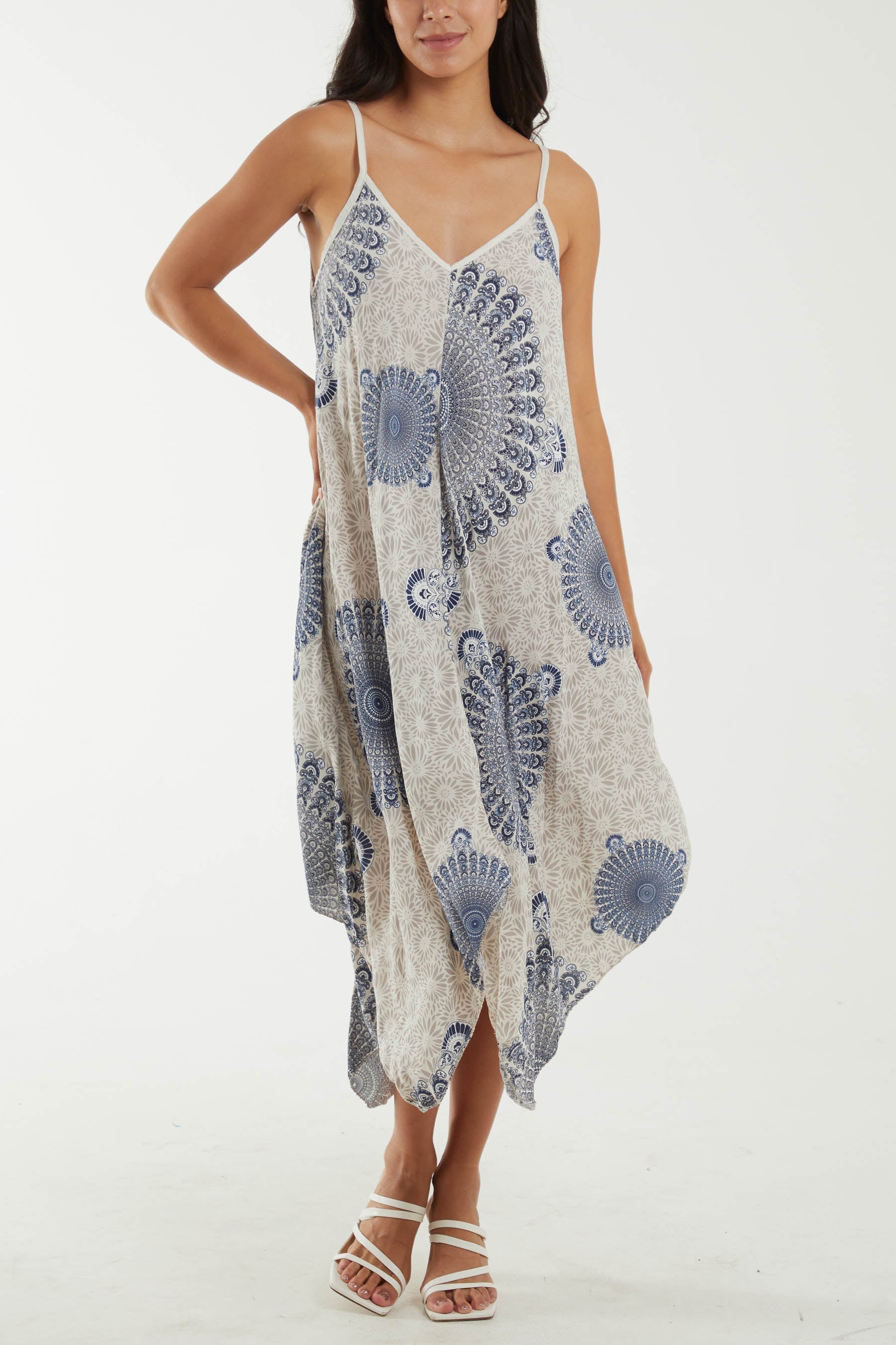 Mandala Flower Hanky Hem Cami Dress Dresses WearAll Stone One Size