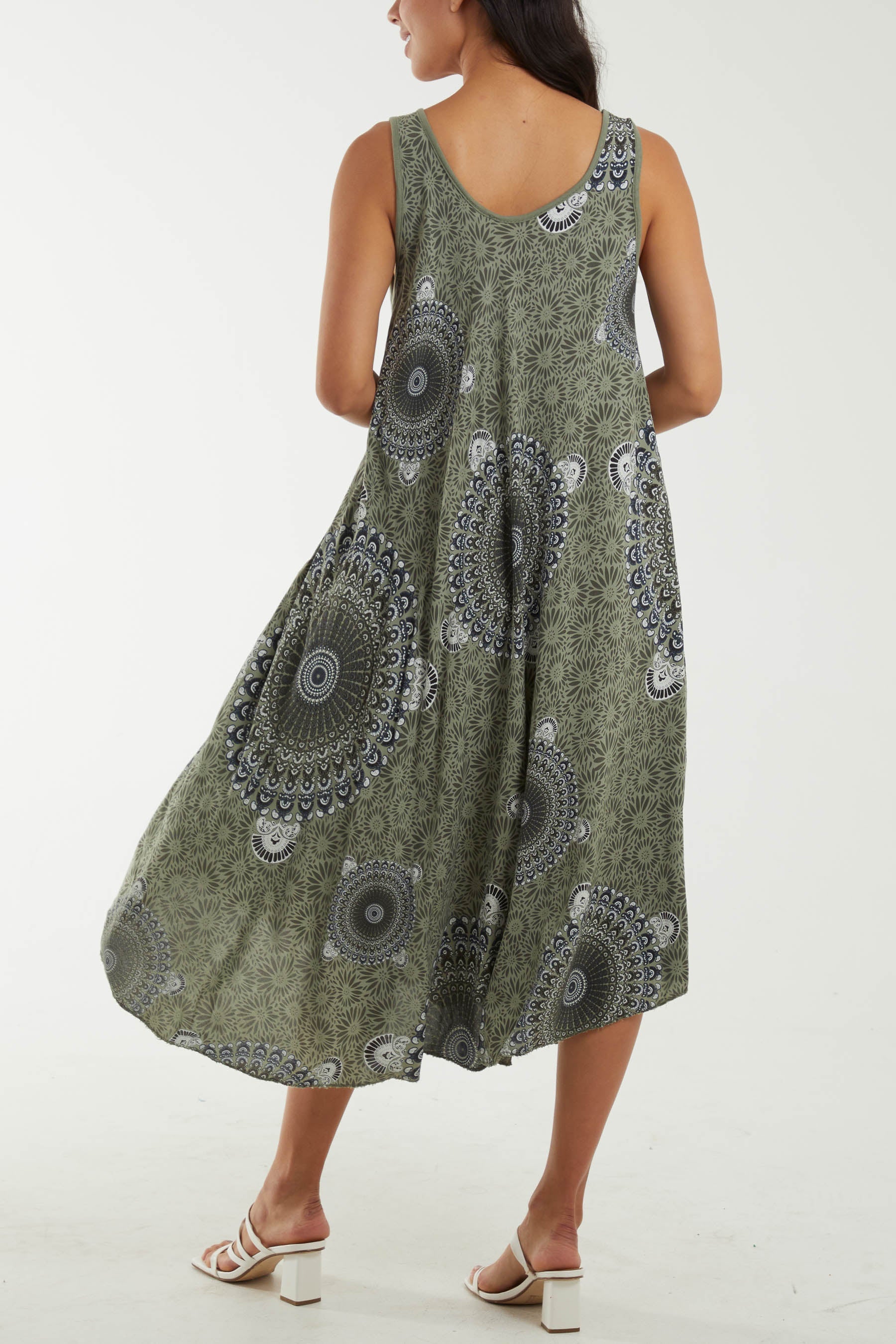 Mandala Relaxed Fit Sleeveless Midi Dress Dresses WearAll
