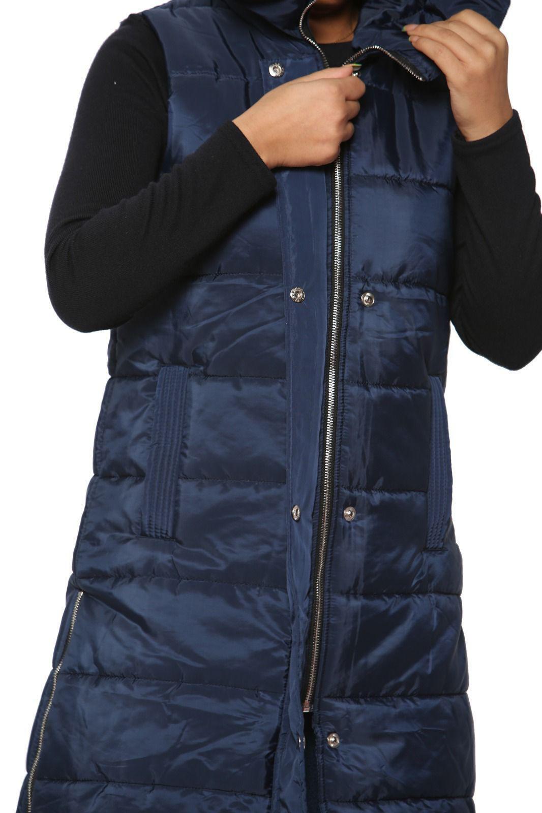 Long Line Hooded Puffer Gilet Jacket Zip Up Jacket WearAll