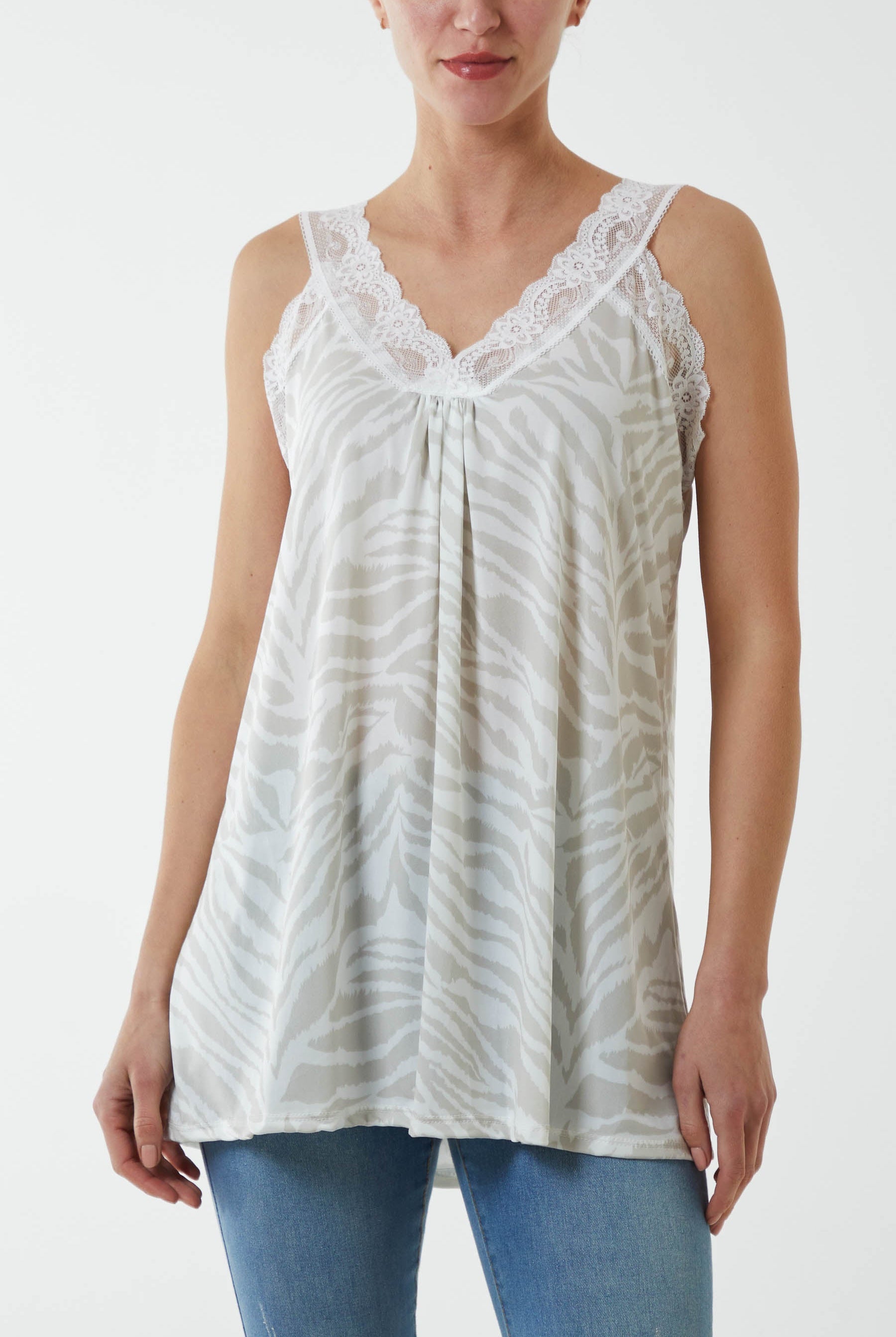 Zebra Lace Cami Vest Vests WearAll Ivory One Size