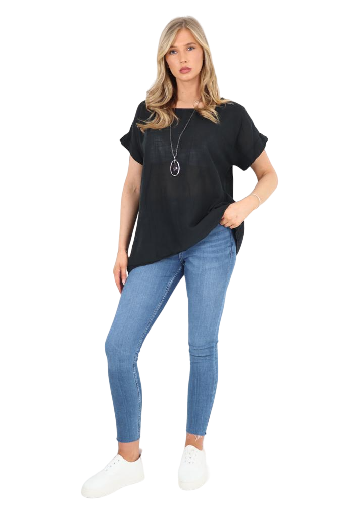 Italian Short Sleeve Necklace Top Tops WearAll