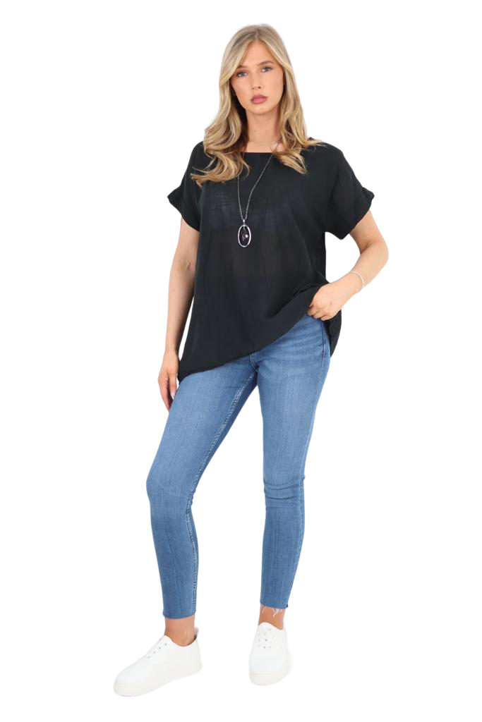 Italian Short Sleeve Necklace Top Tops WearAll