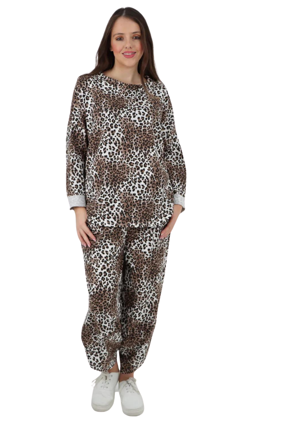 Animal Print Top Bottom Italian Co-ord Set 2 Piece Loungewear Loungewear WearAll