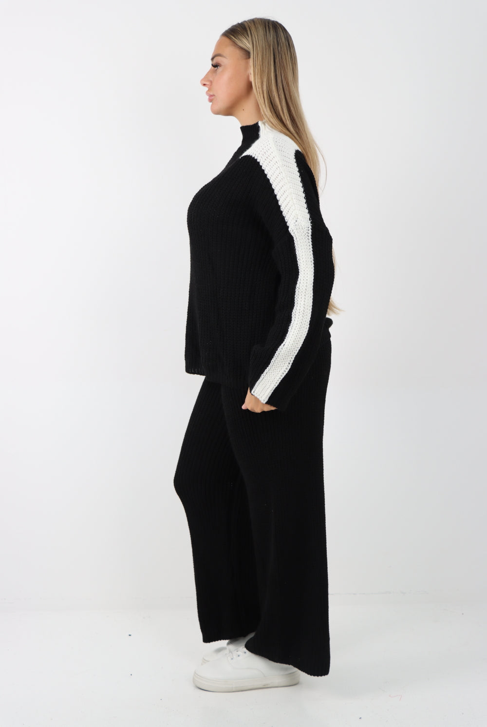 Italian Contrast Panel Knitted Top and Trouser Dresses WearAll