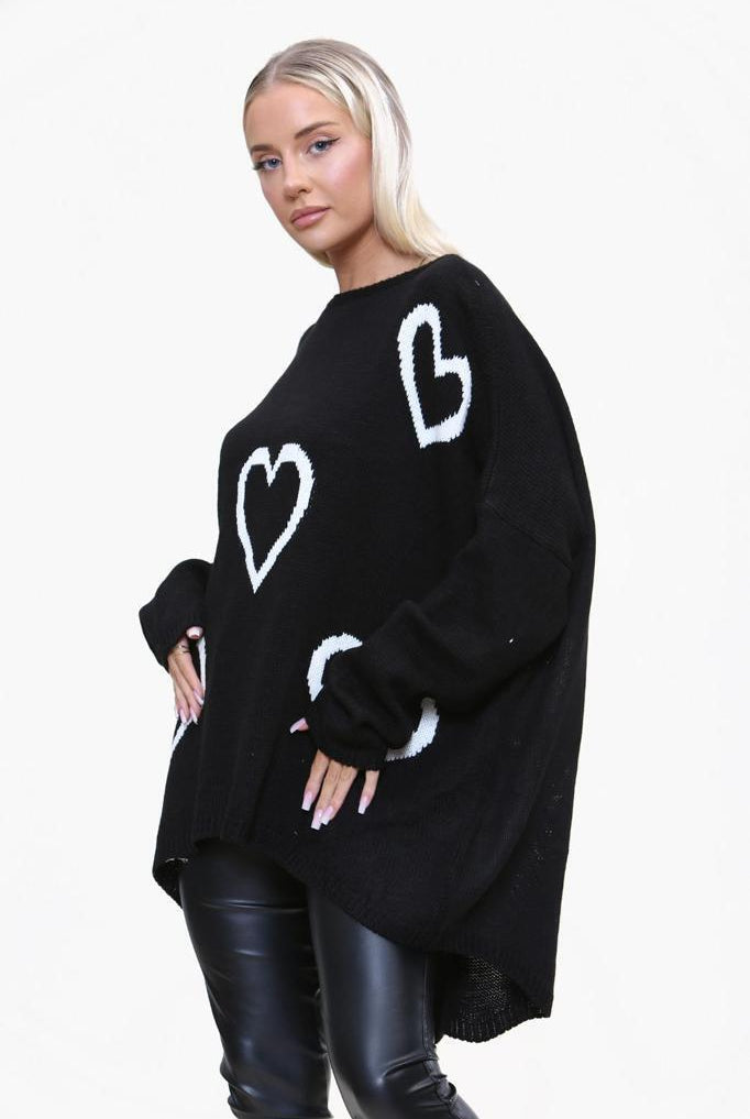 Heart Print Oversized Jumper Jumper & Cardigan WearAll