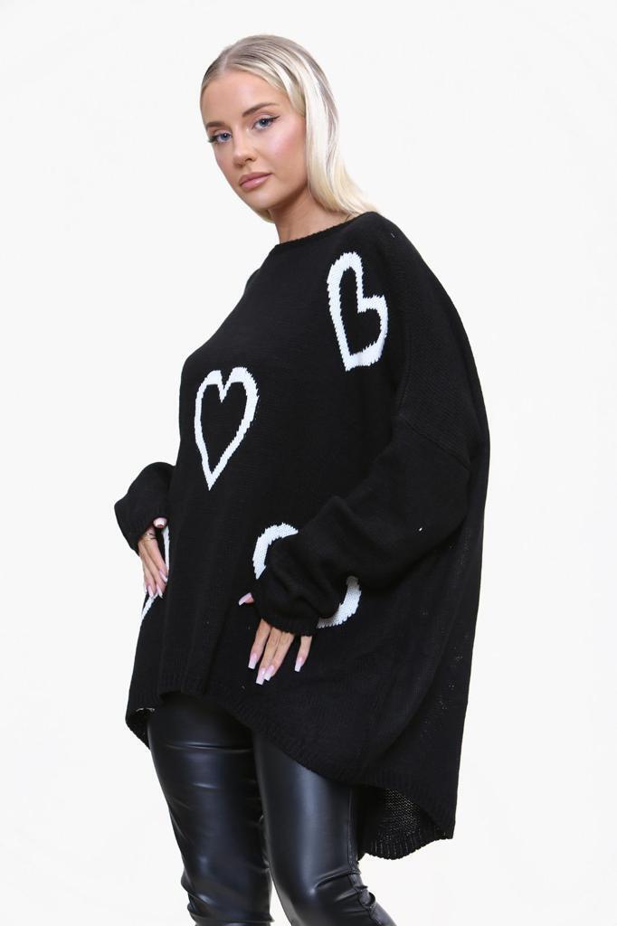 Heart Print Oversized Jumper Jumper & Cardigan WearAll