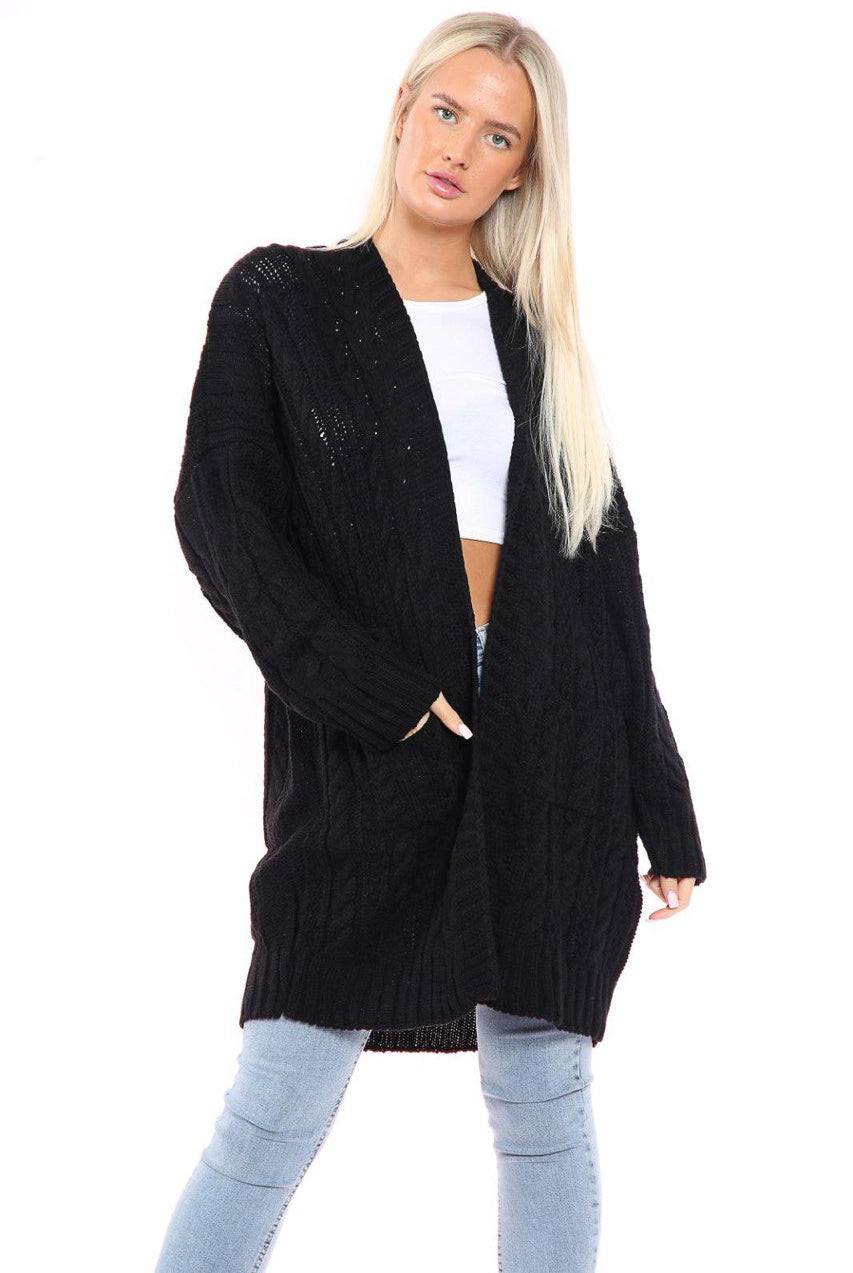 Open Style Slouchy Cardigan Knitted Cardigan WearAll Black One Size Fits (8-14)