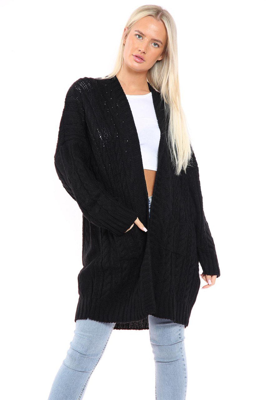 Open Style Slouchy Cardigan Knitted Cardigan WearAll Black One Size Fits (8-14)