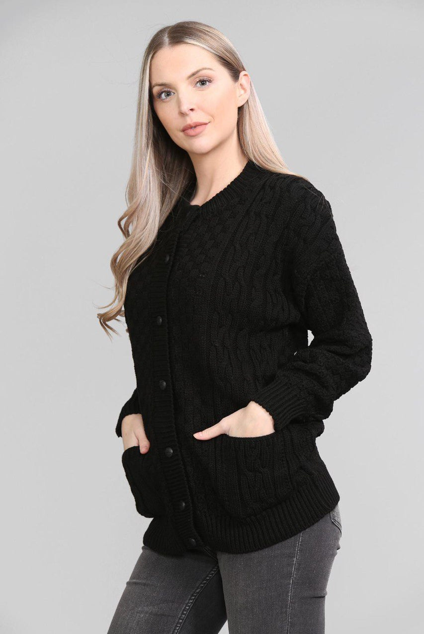 Chunky Cable Knit Long Sleeve Cardigan cardigan WearAll